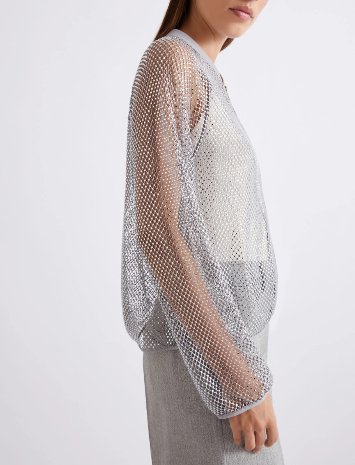 MARELLA - Rhinestone mesh blouson jacket