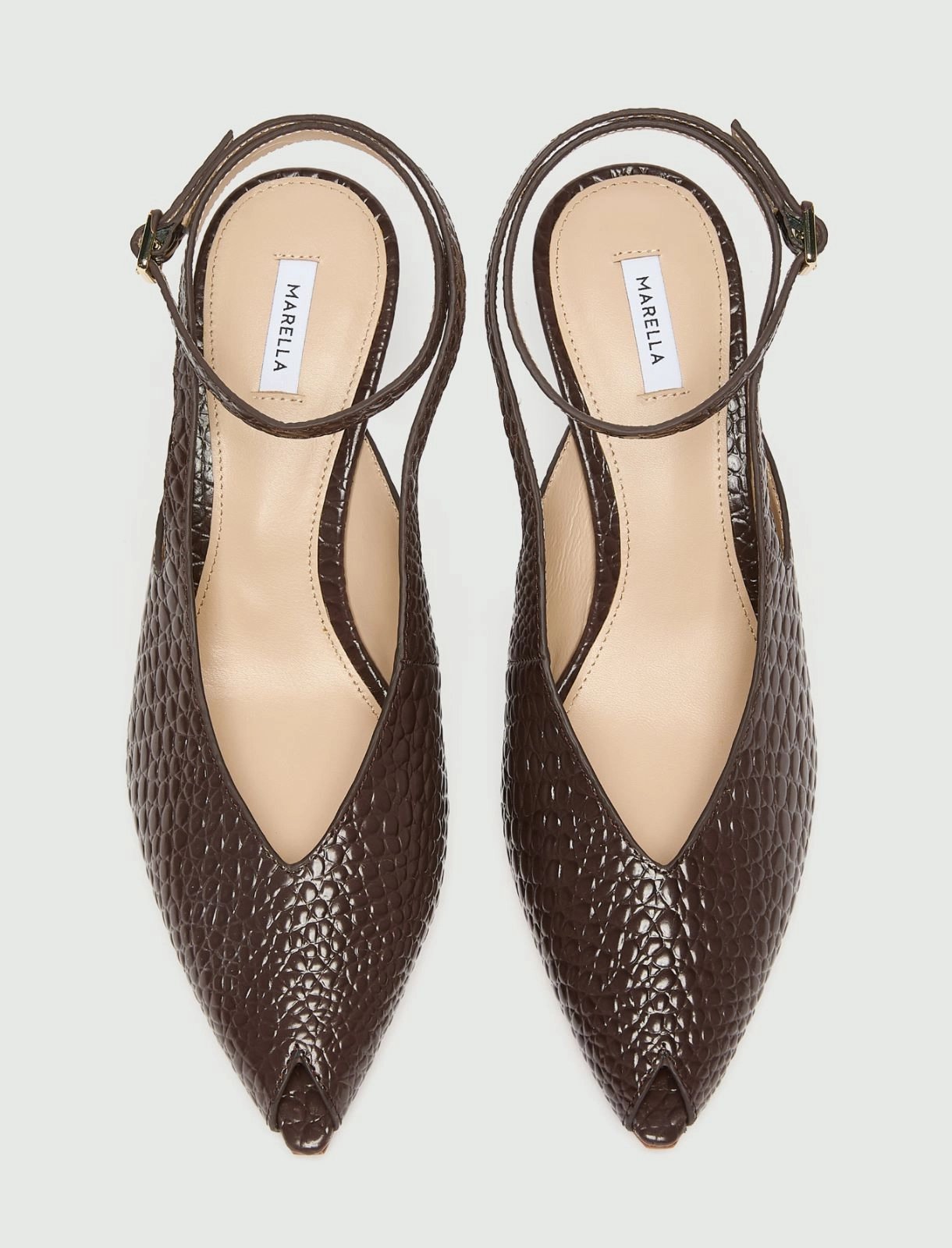 MARELLA - Croc-Effect Leather Slingbacks