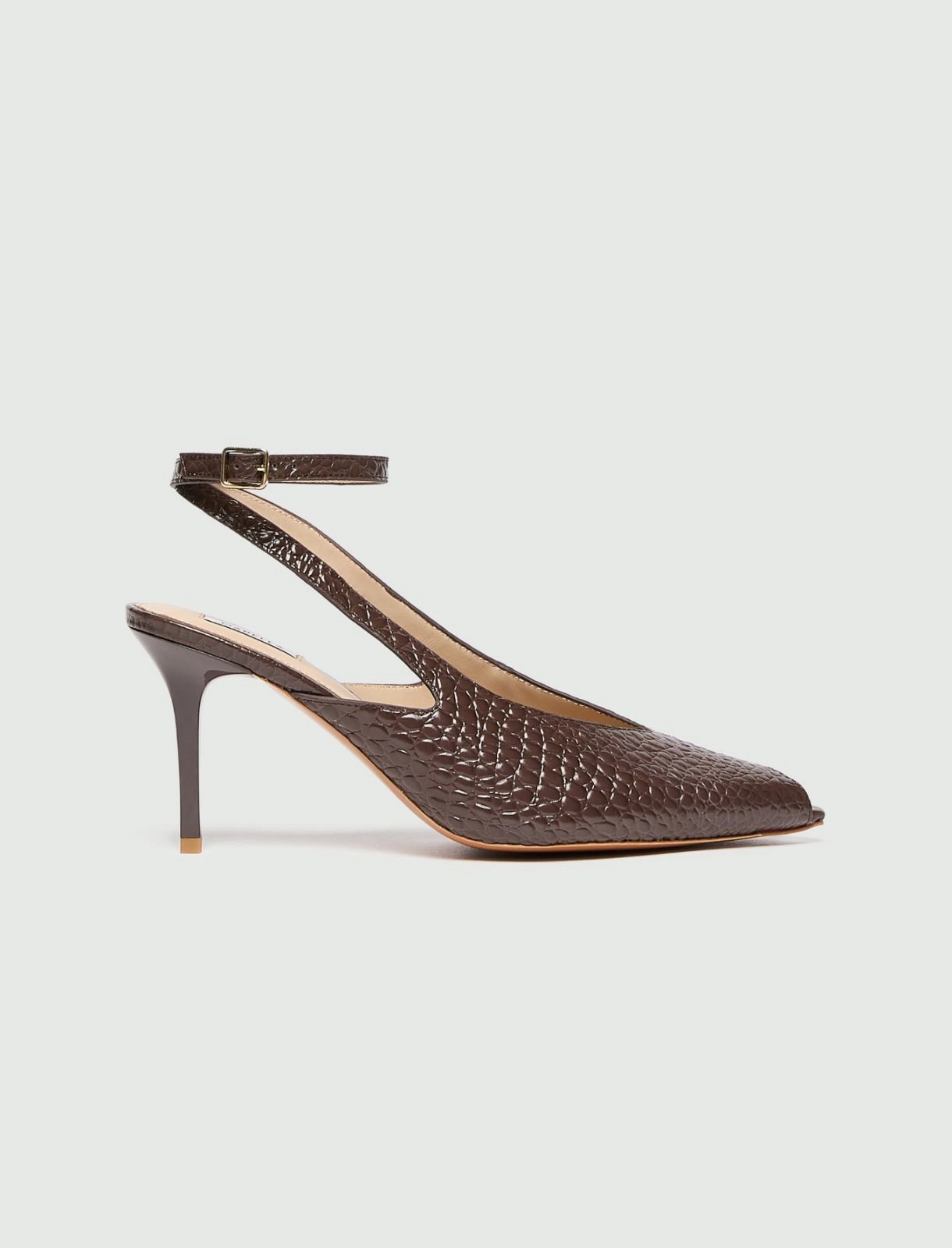 MARELLA - Croc-Effect Leather Slingbacks