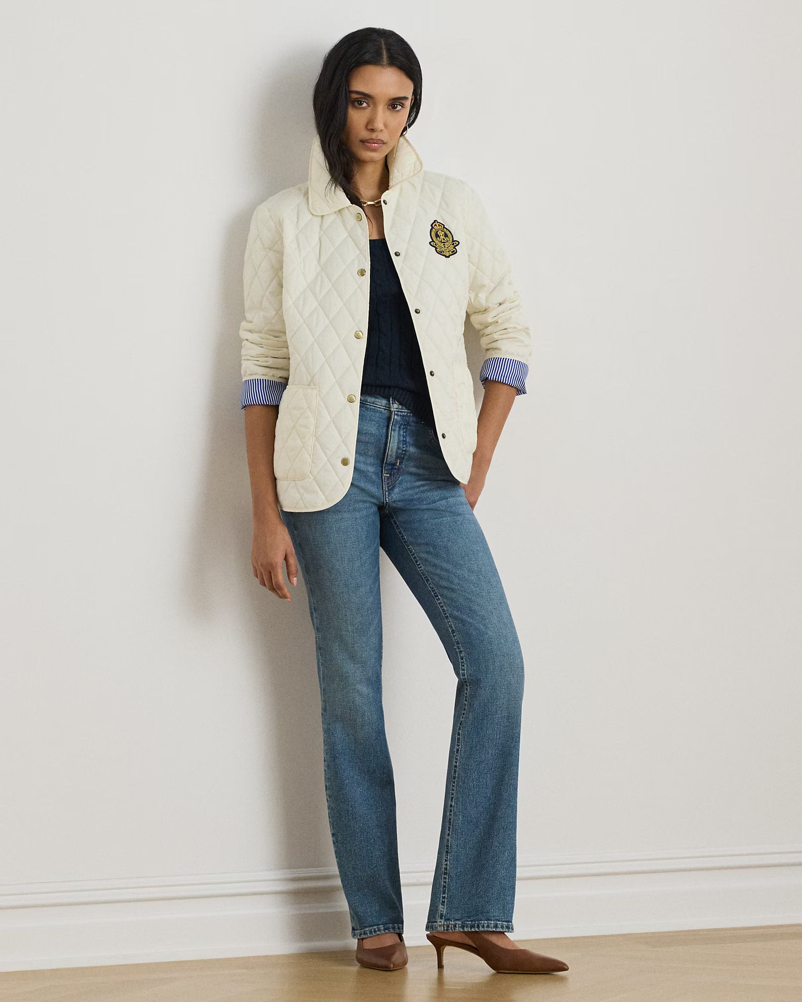 LAUREN RALPH LAUREN - Crest-Patch Diamond-Quilted Jacket