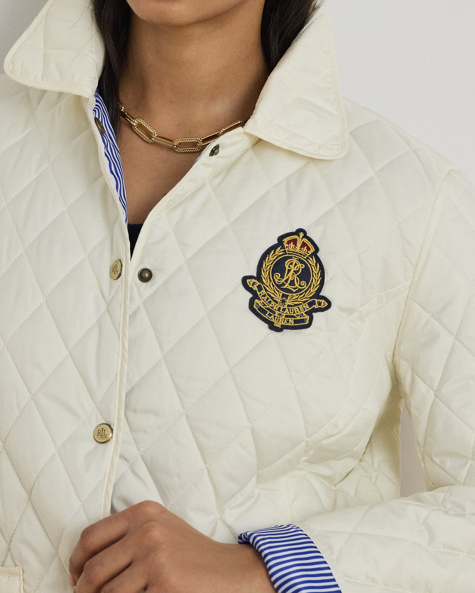 LAUREN RALPH LAUREN - Crest-Patch Diamond-Quilted Jacket