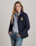 Crest-Patch Diamond-Quilted Jacket