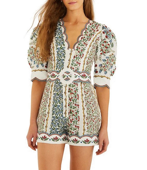FARM RIO - Fruit Beauty Off-White Mini Cutout Romper