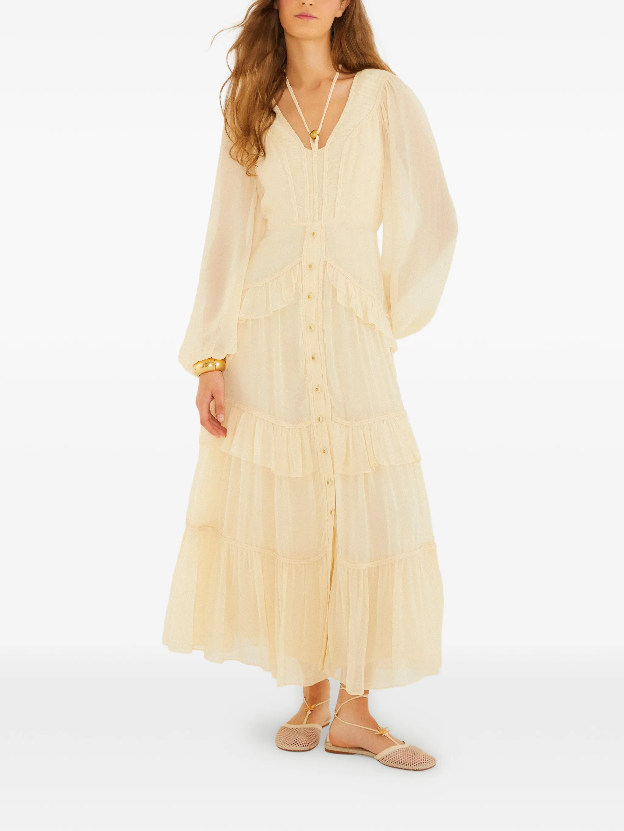 FARM RIO - Yellow Maxi Braided Dress