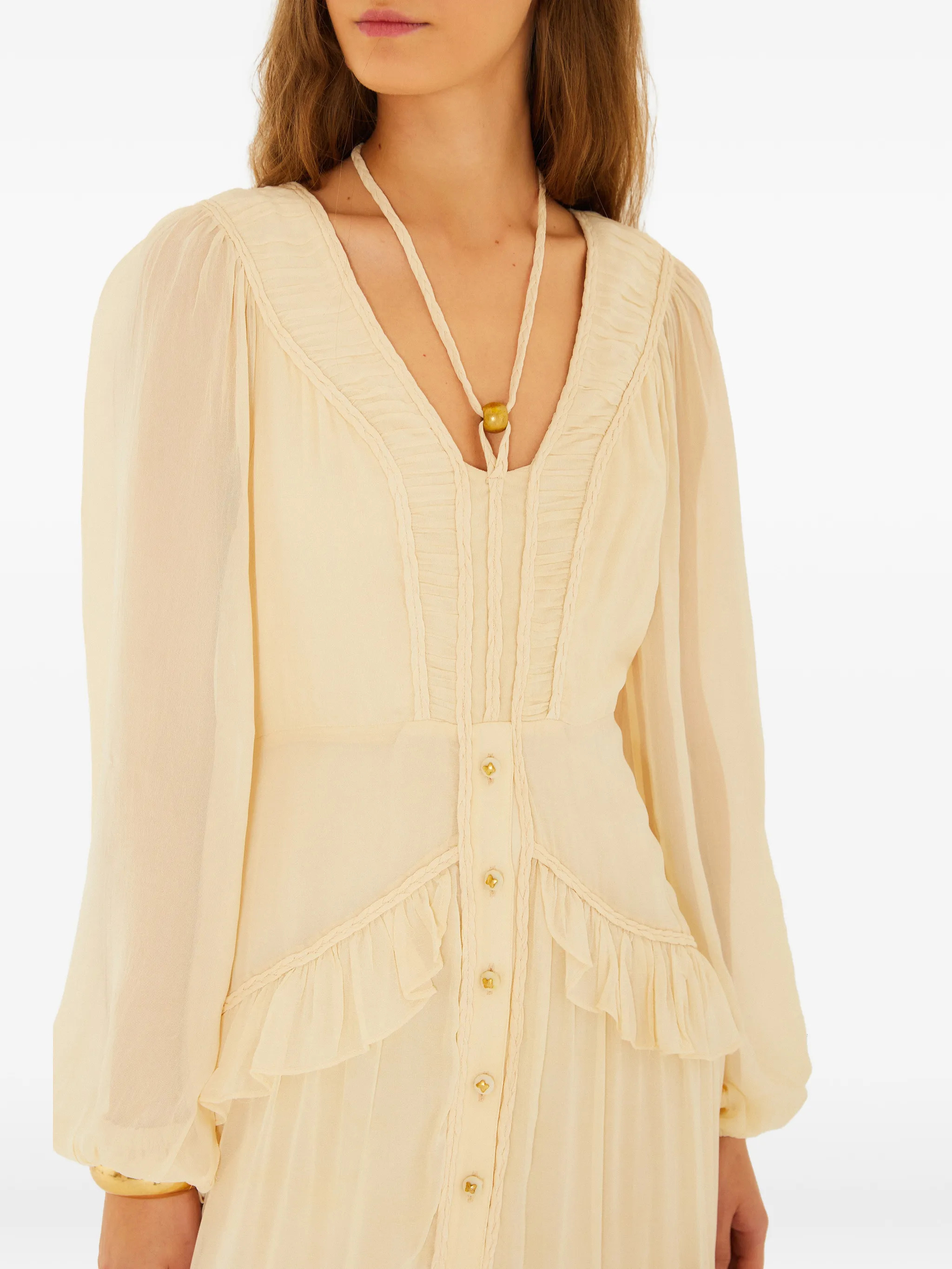 FARM RIO - Yellow Maxi Braided Dress