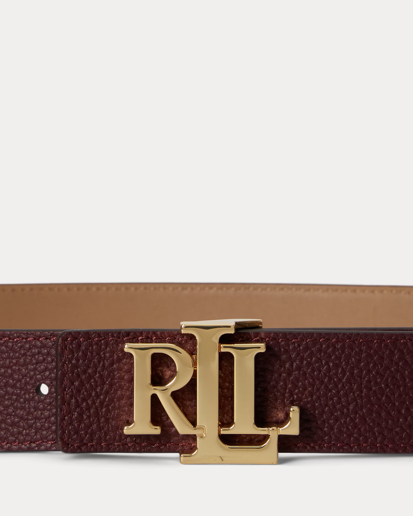 LAUREN RALPH LAUREN - Logo Reversible Pebbled Leather Belt