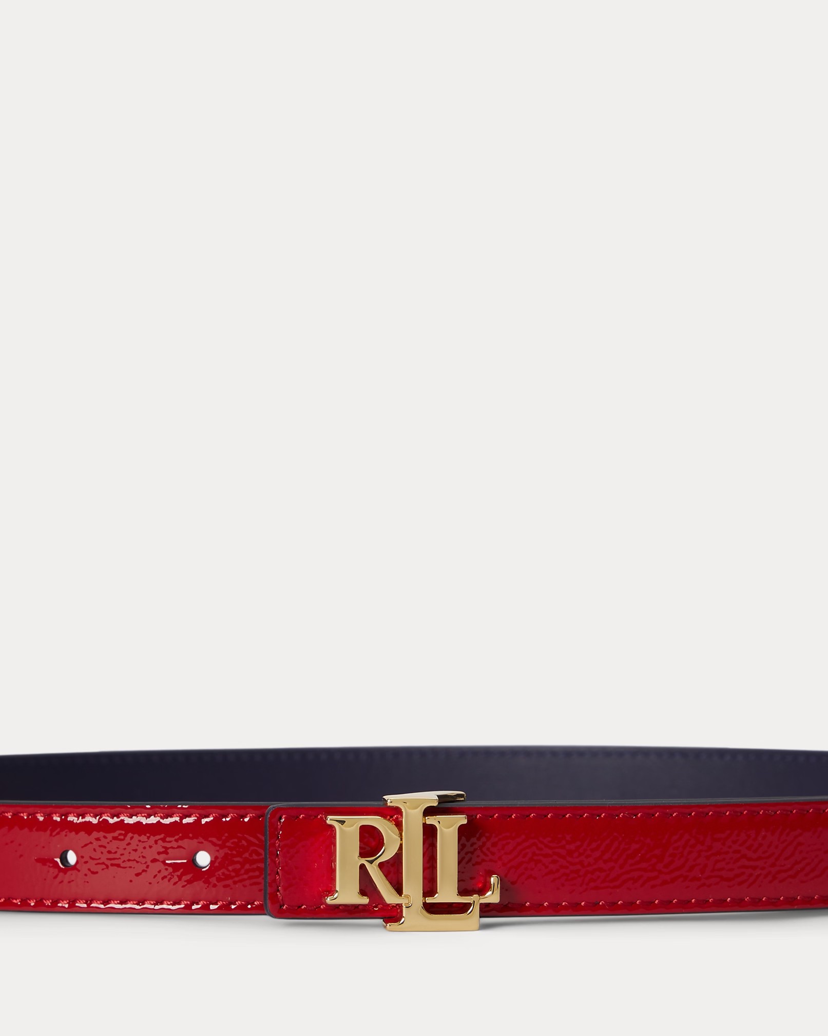LAUREN RALPH LAUREN - Logo Reversible Patent Skinny Belt