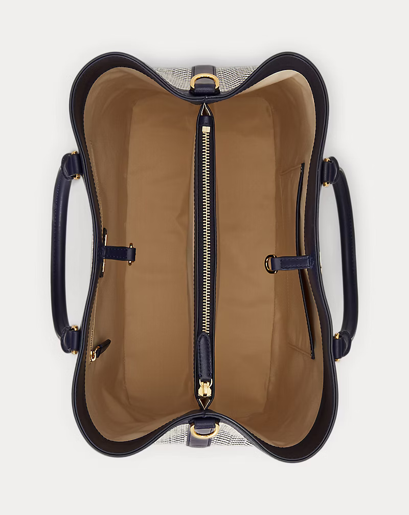 LAUREN RALPH LAUREN - Houndstooth Woven Large Marcy Satchel