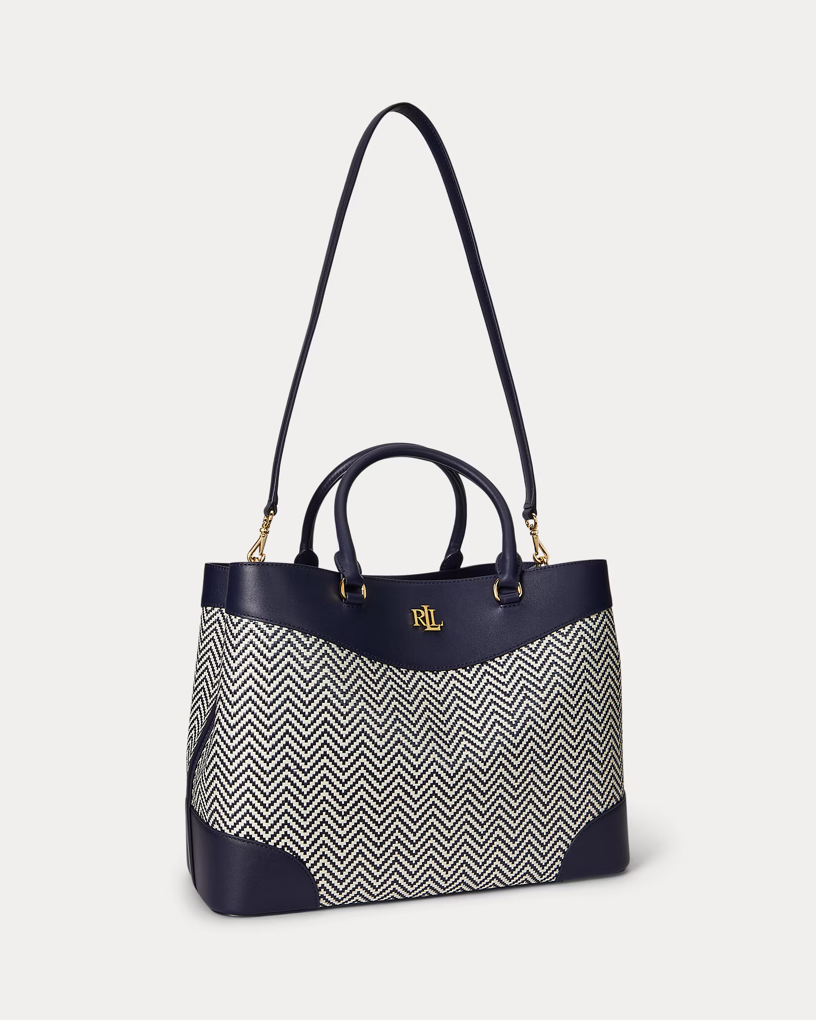 LAUREN RALPH LAUREN - Houndstooth Woven Large Marcy Satchel