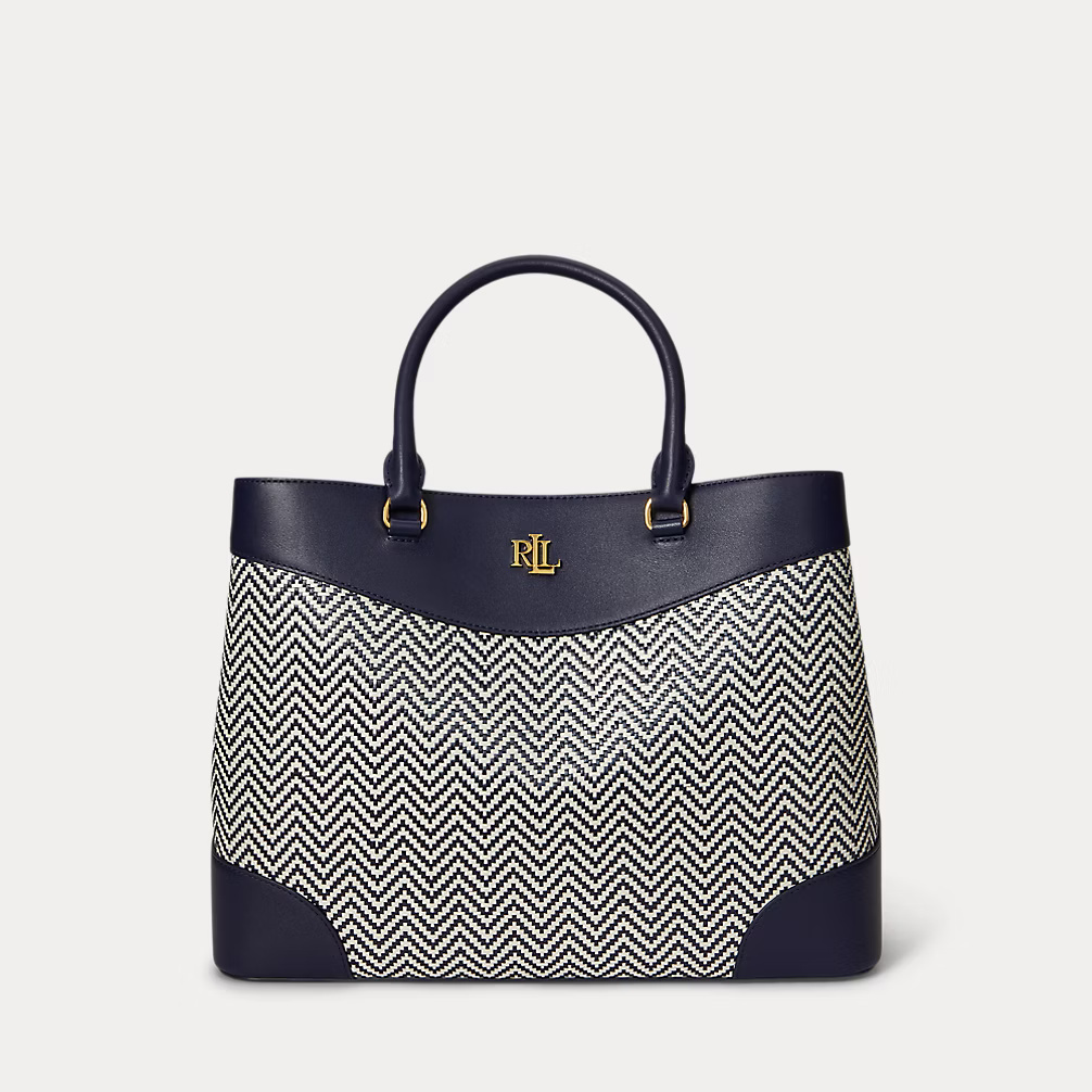 LAUREN RALPH LAUREN - Houndstooth Woven Large Marcy Satchel