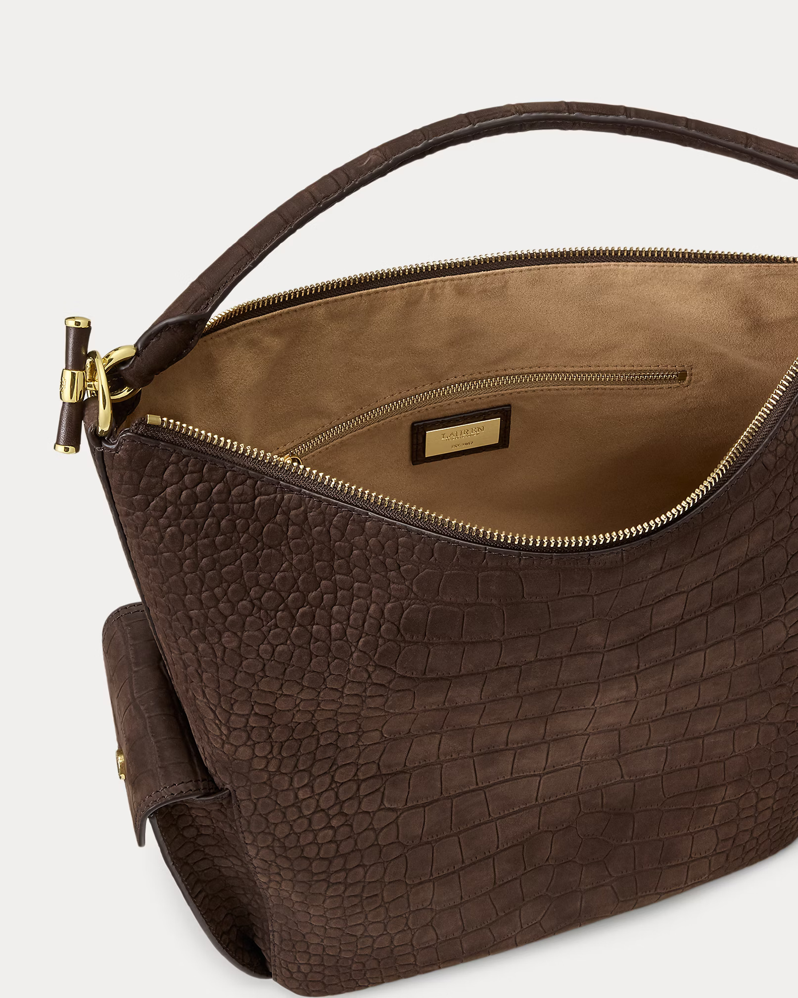 LAUREN RALPH LAUREN - Croc-Embossed Large Blaike Shoulder Bag