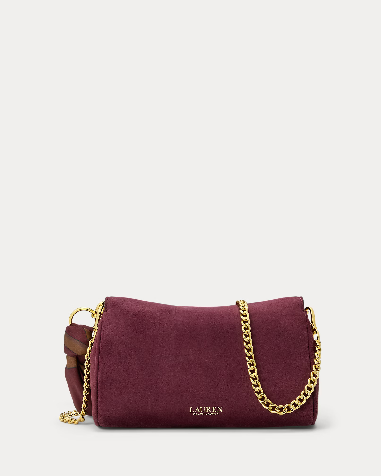 LAUREN RALPH LAUREN - Suede Scarf-Trim Turn-Lock Wristlet Crossbody