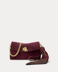 Suede Scarf-Trim Turn-Lock Wristlet Crossbody