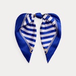 Striped Anchor-Crest Silk Square Scarf