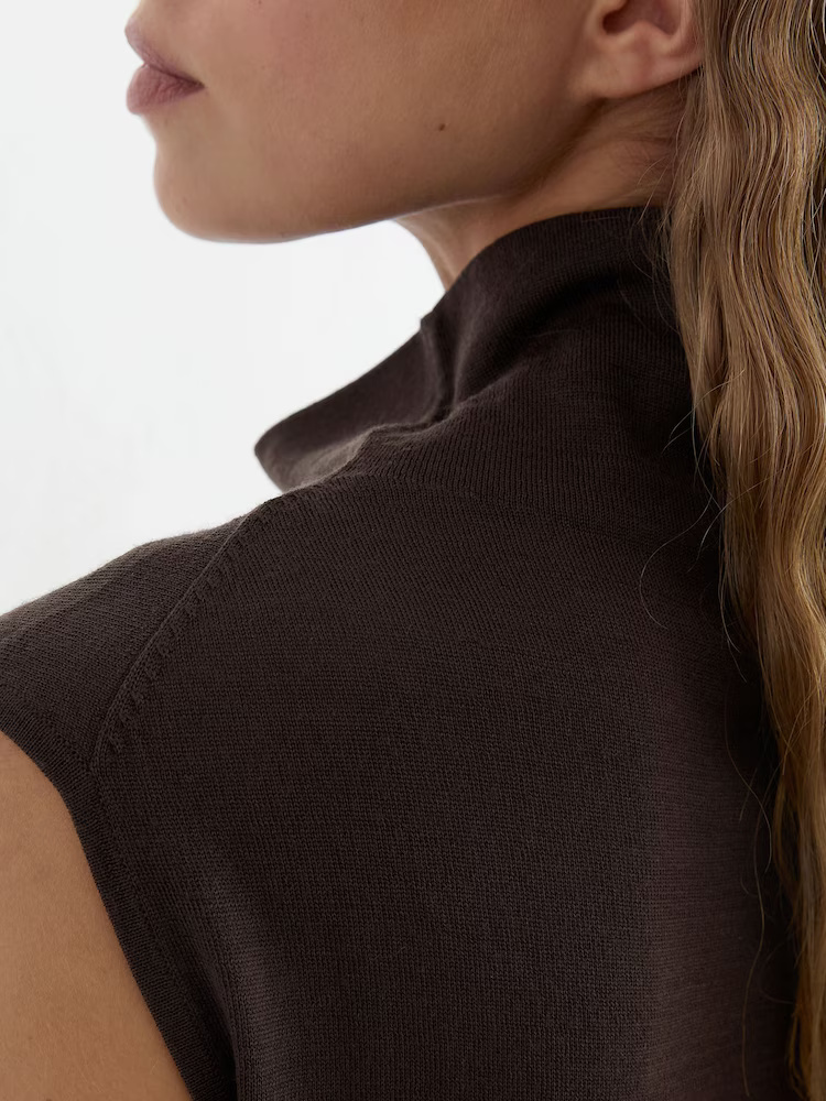 REISS - Wool Funnel Neck Sleeveless Knit Top