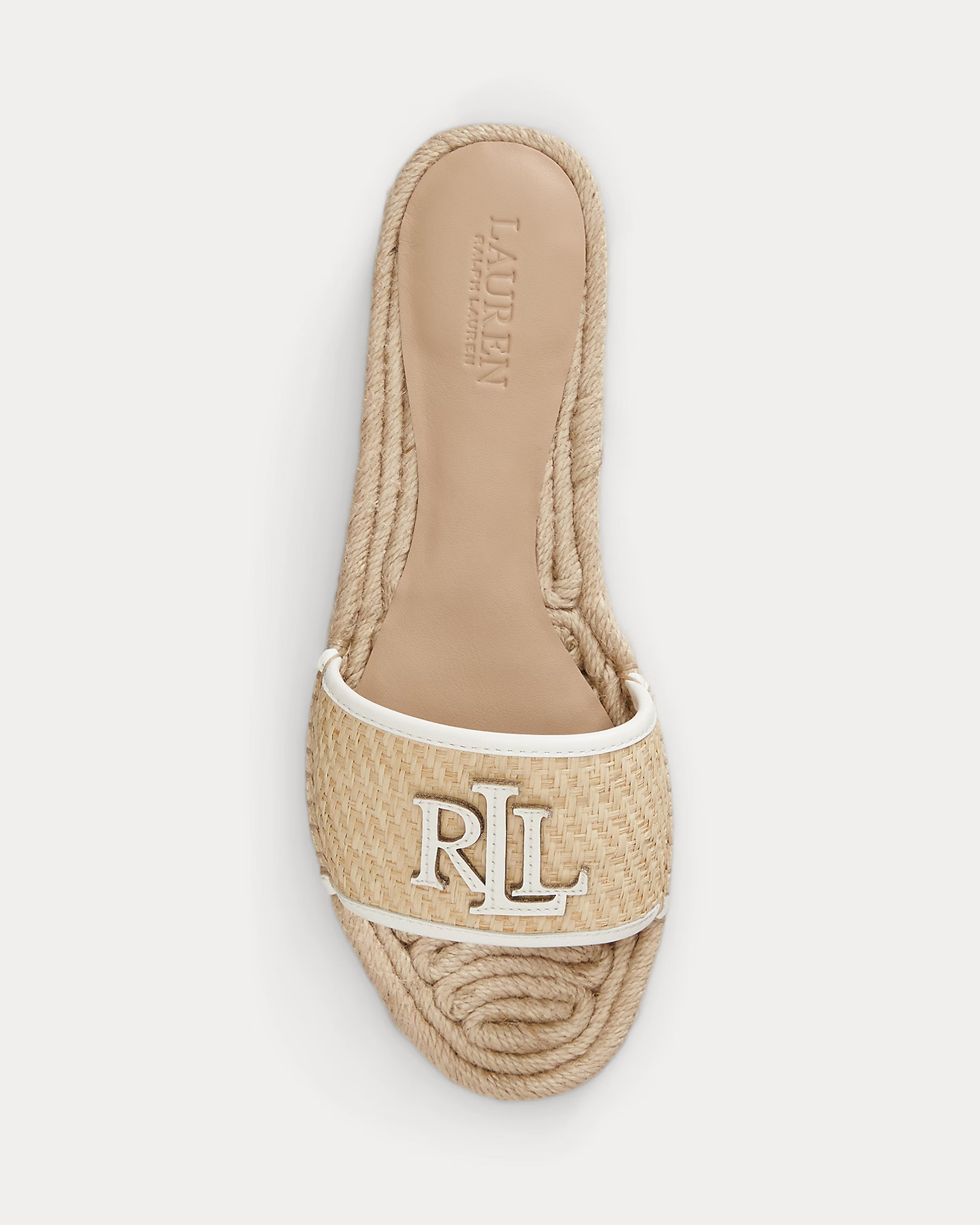 LAUREN RALPH LAUREN - Polly Leather-Trim Raffia Espadrille