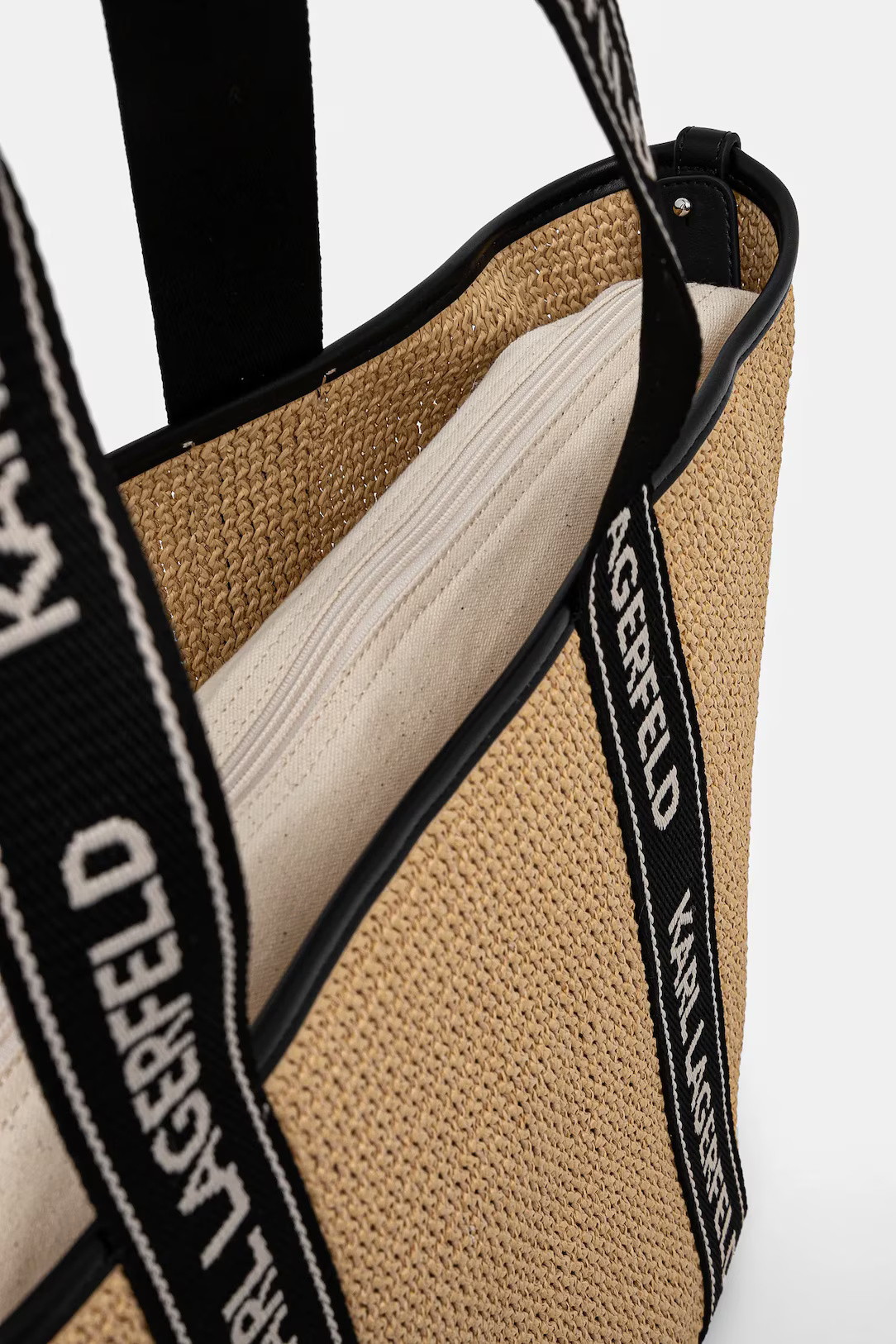 KARL LAGERFELD - Logo Woven Beach Tote Bag