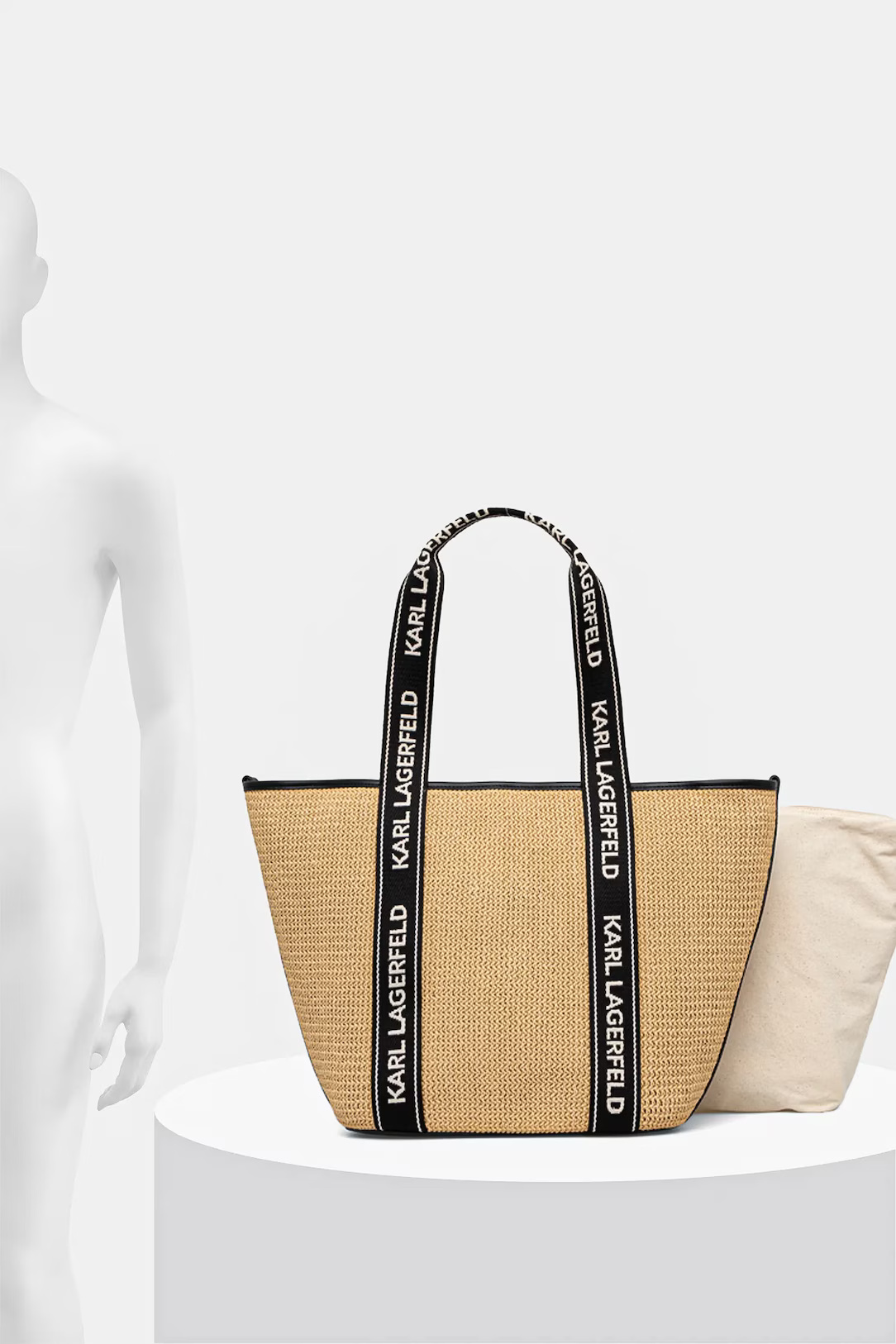 KARL LAGERFELD - Logo Woven Beach Tote Bag