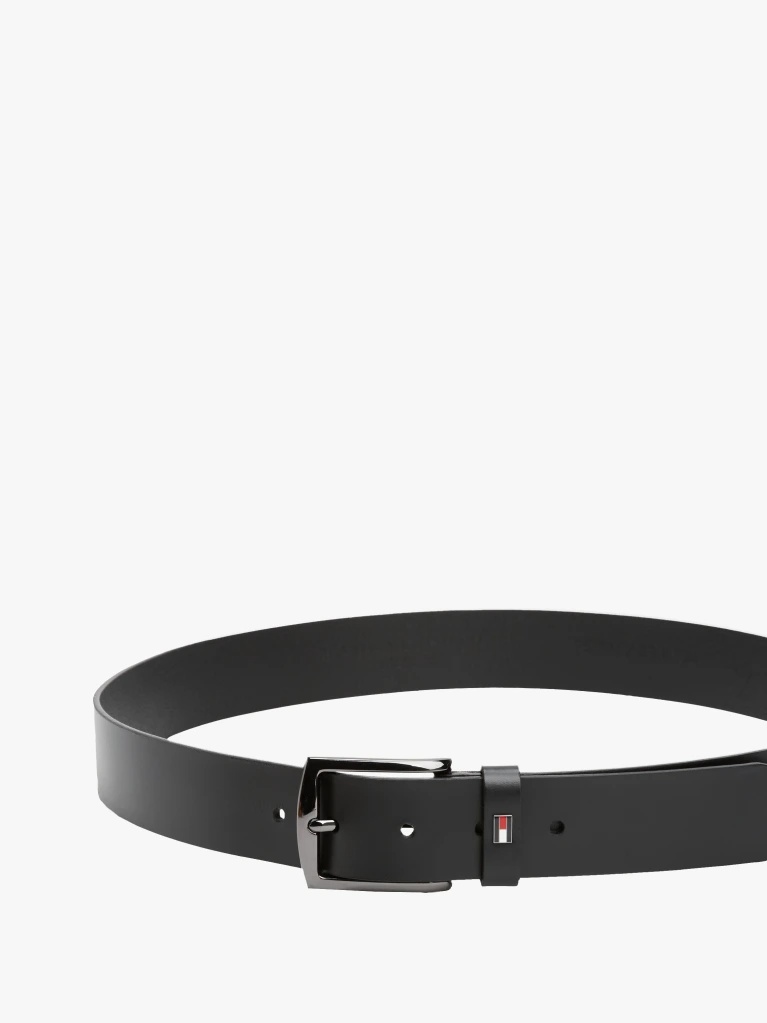 TOMMY HILFIGER - Enamel Flag Square Buckle Leather Belt