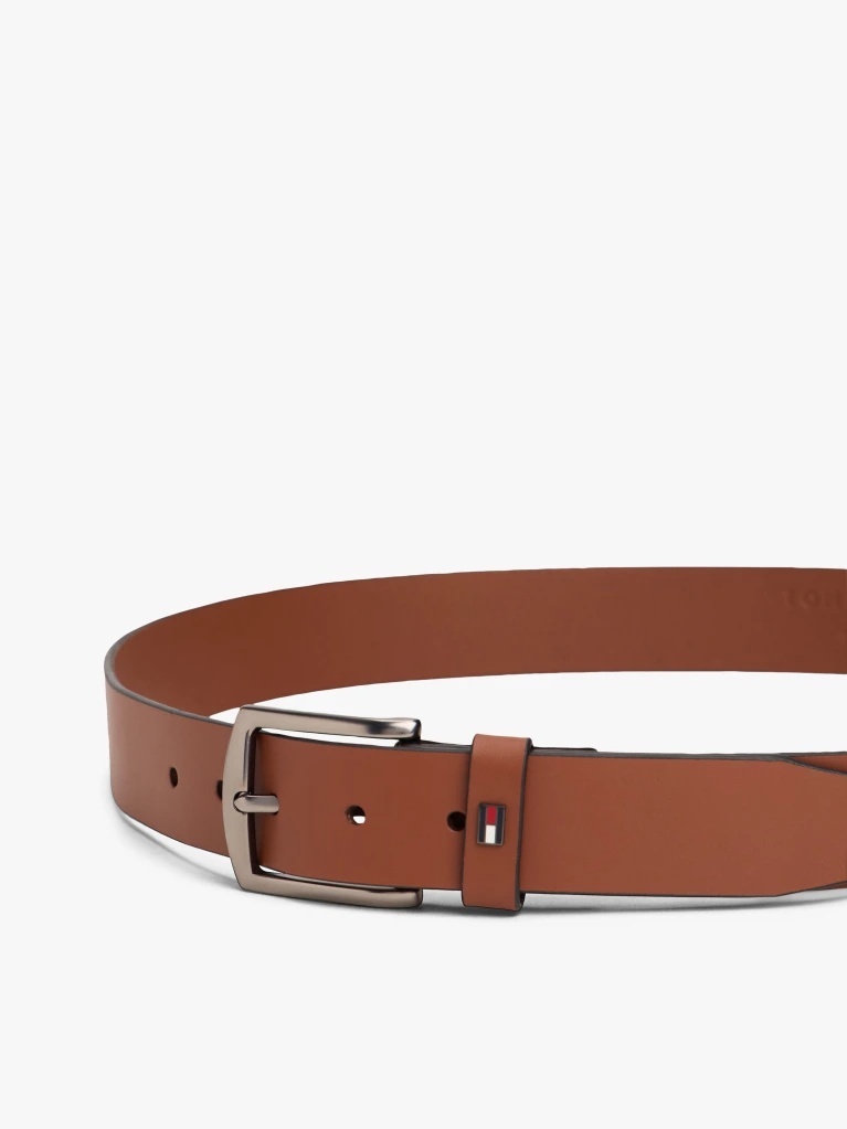 TOMMY HILFIGER - Enamel Flag Square Buckle Leather Belt