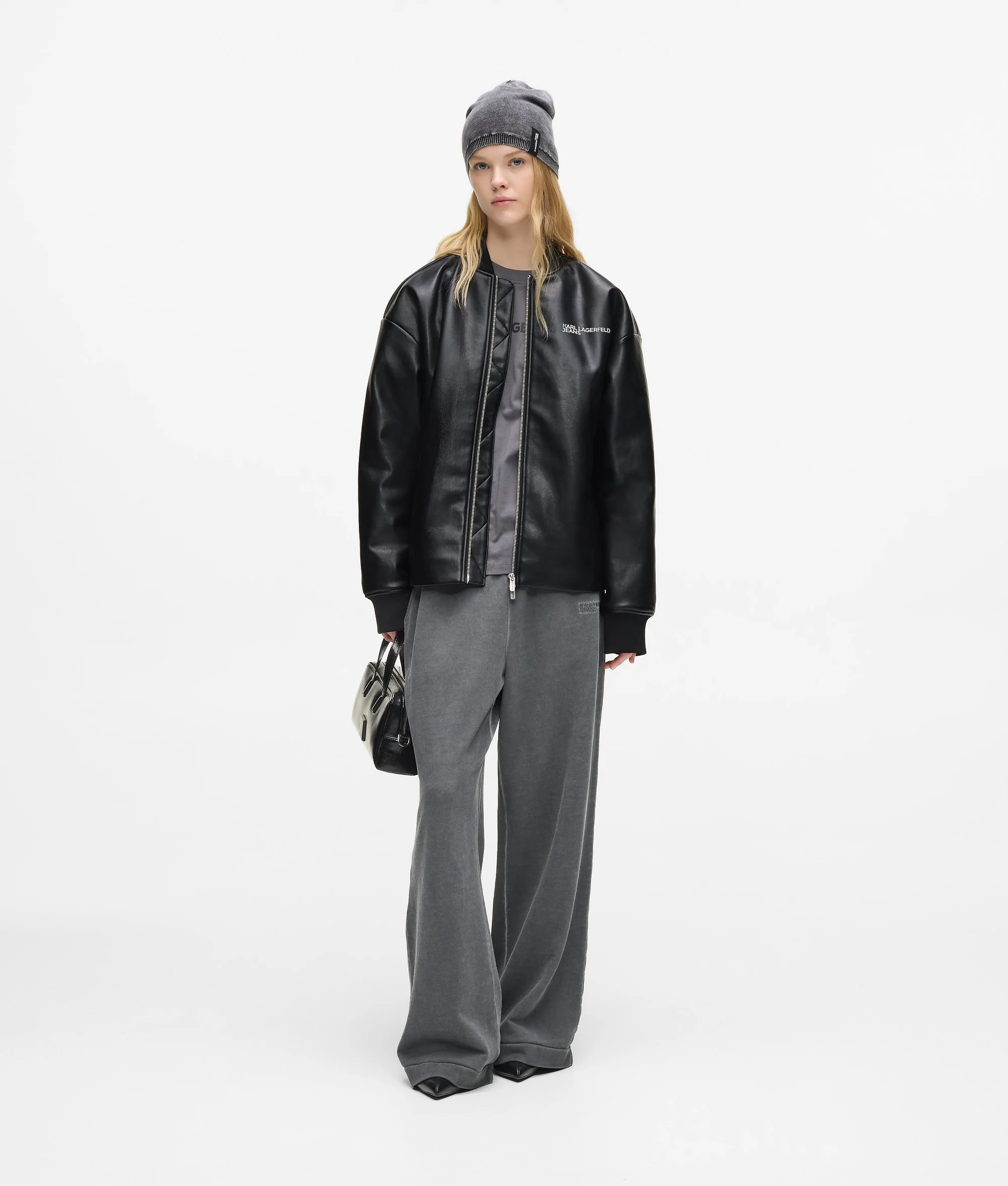 KARL LAGERFELD JEANS - Faux Leather Bomber Jacket