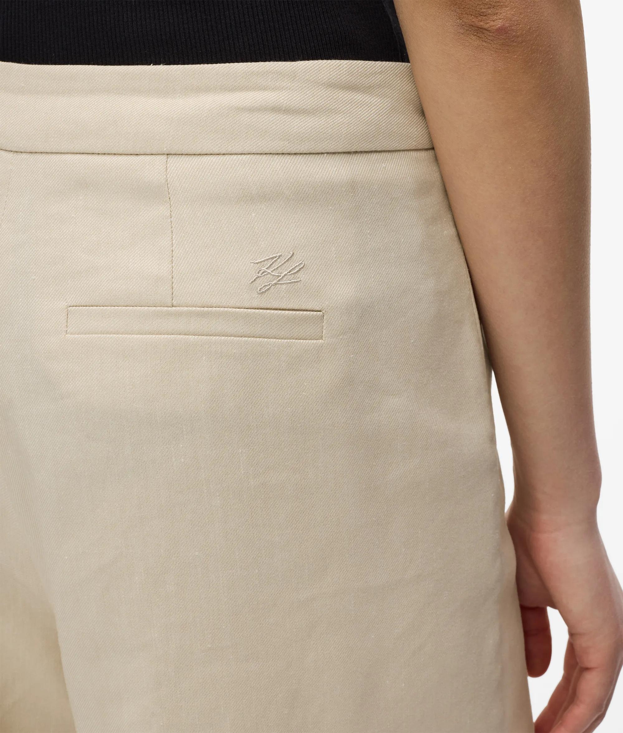KARL LAGERFELD - Wide Leg Linen Blend Pants