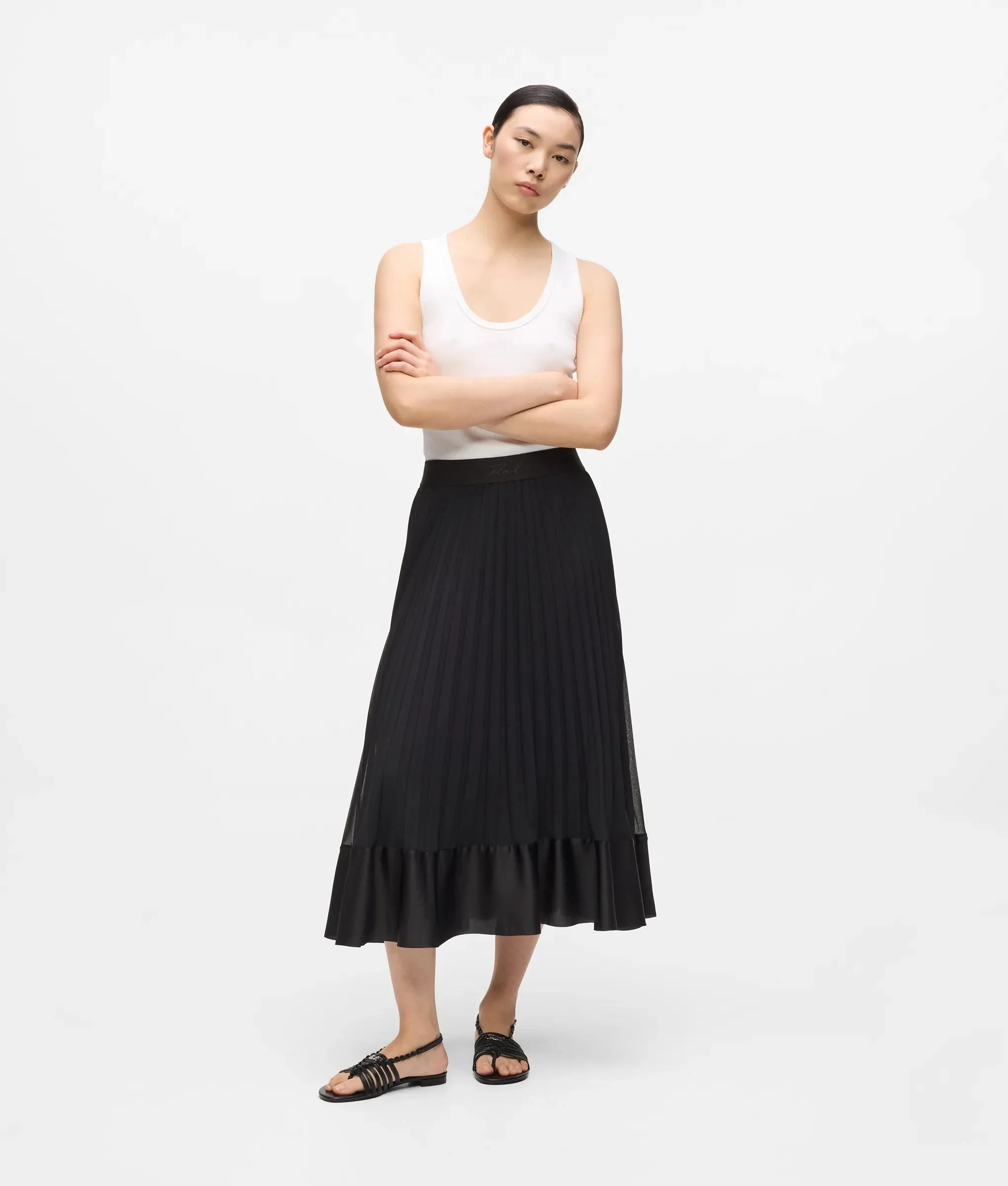 KARL LAGERFELD - Satin Pleated Skirt