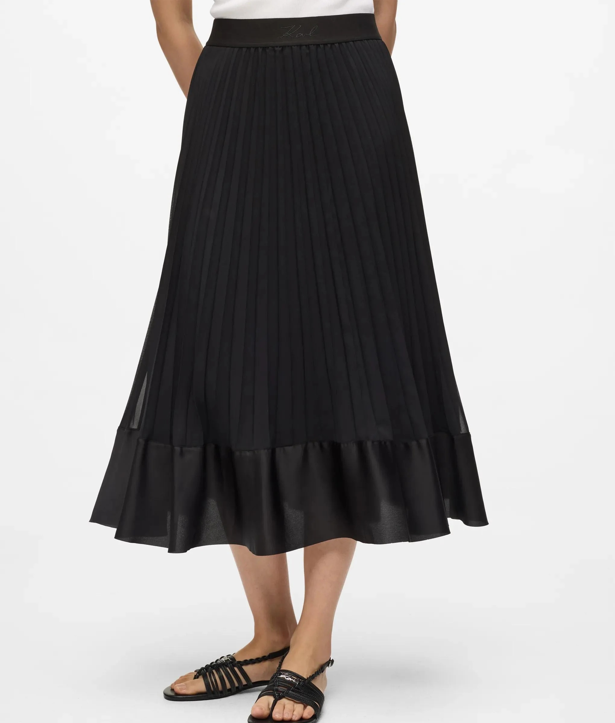 KARL LAGERFELD - Satin Pleated Skirt