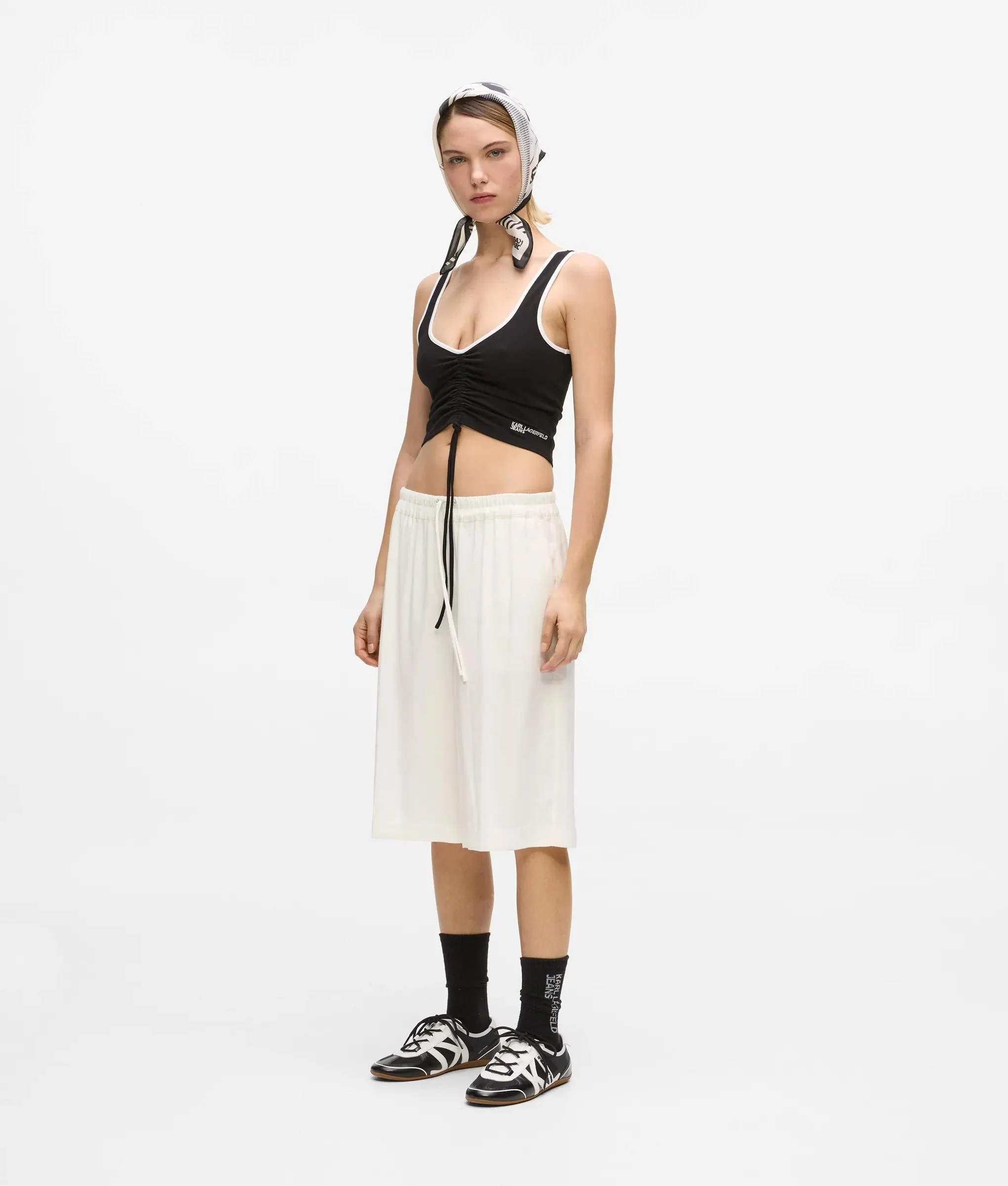 KARL LAGERFELD JEANS - V-Neck Ruched Tank Top