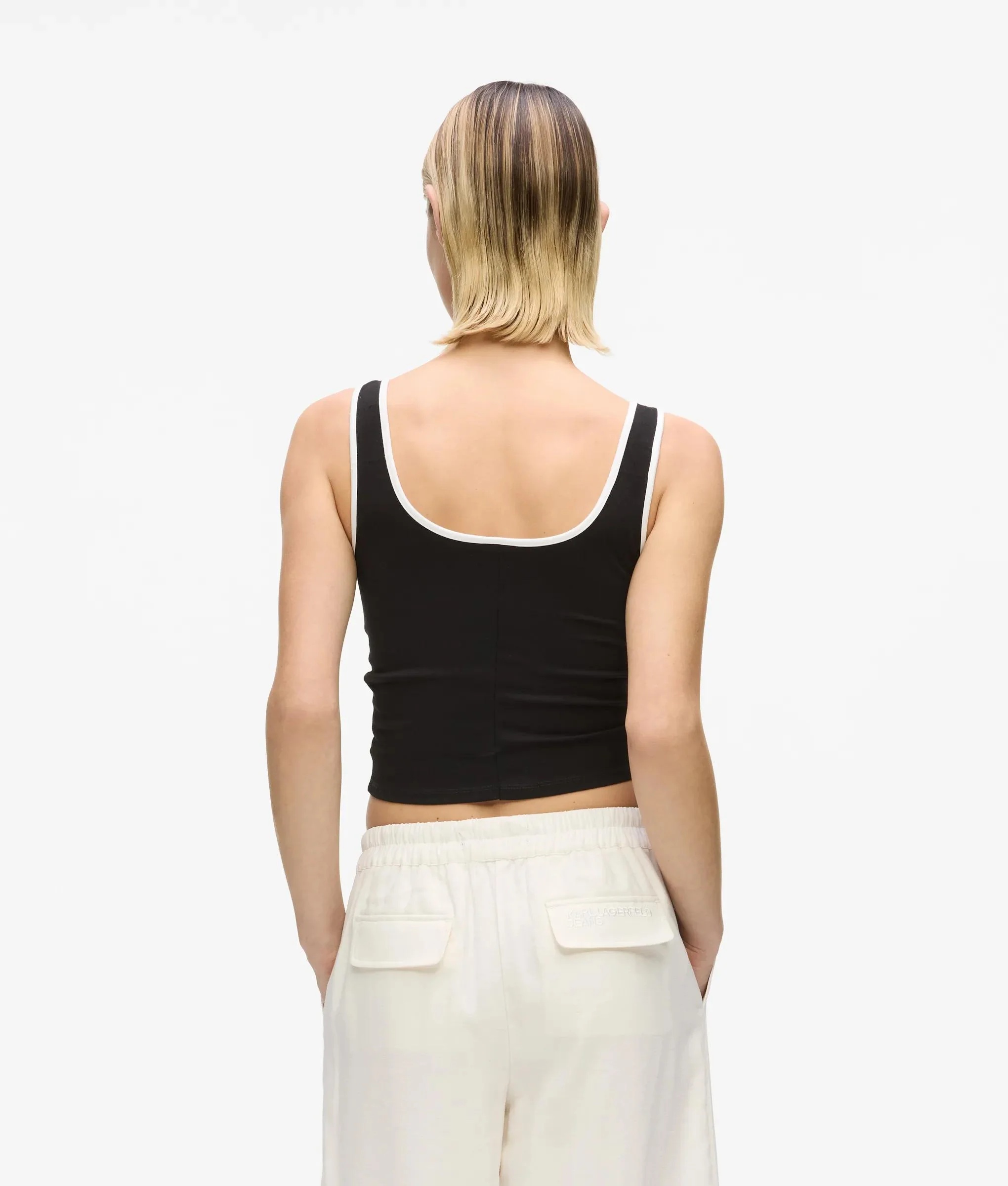 KARL LAGERFELD JEANS - V-Neck Ruched Tank Top