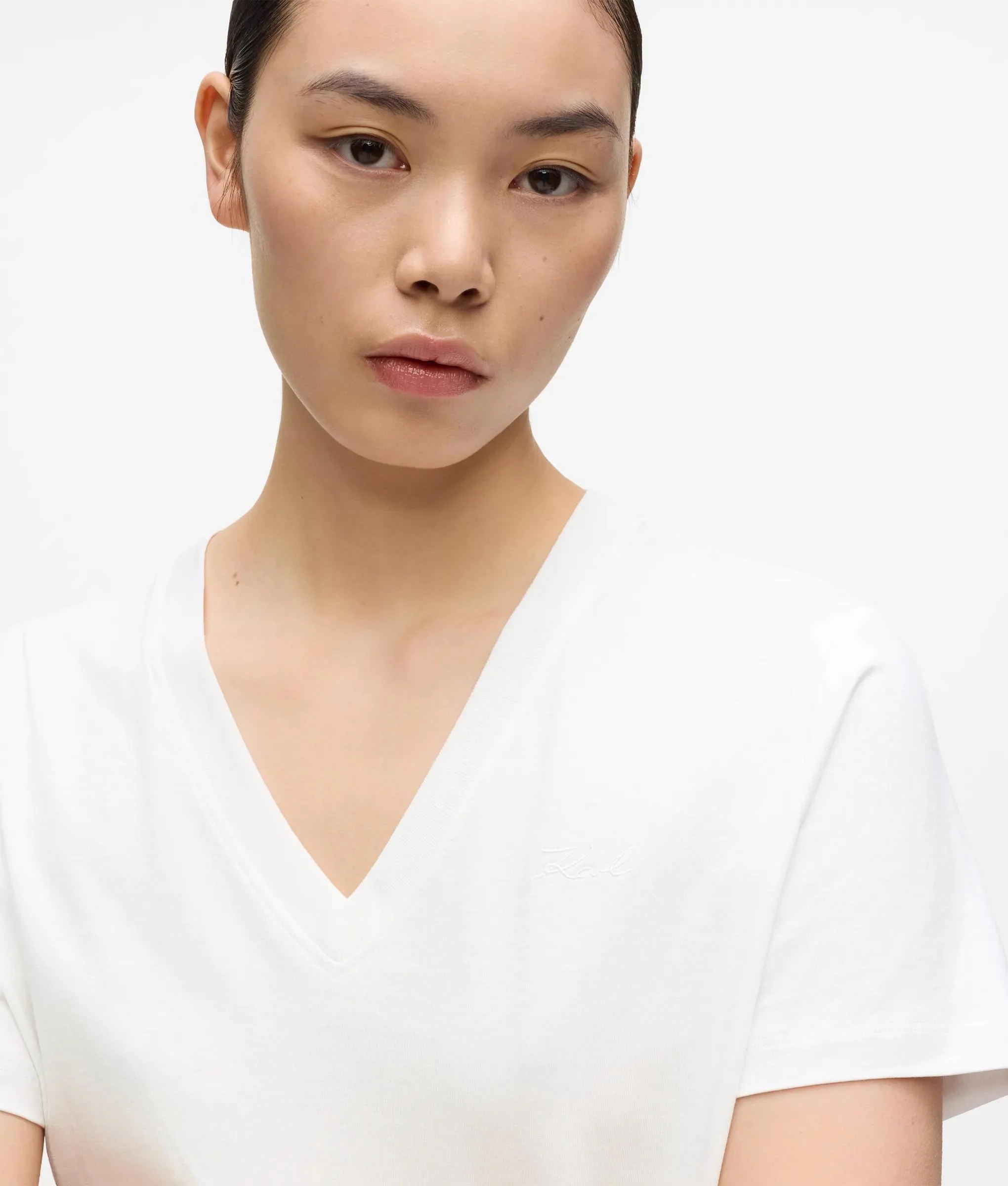 KARL LAGERFELD - Signature V-neck T-shirt