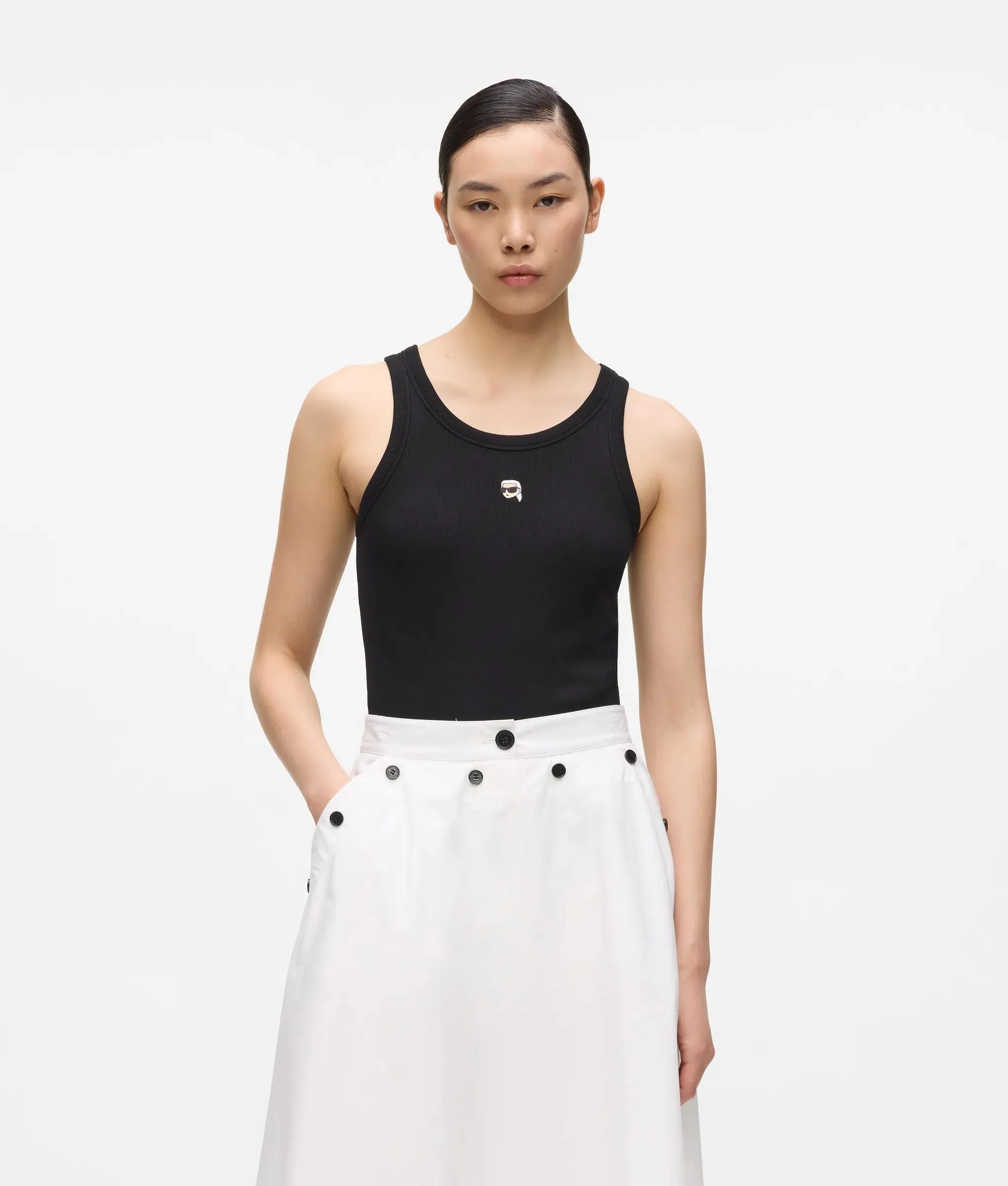 KARL LAGERFELD - Ikon Ribbed Tank Top