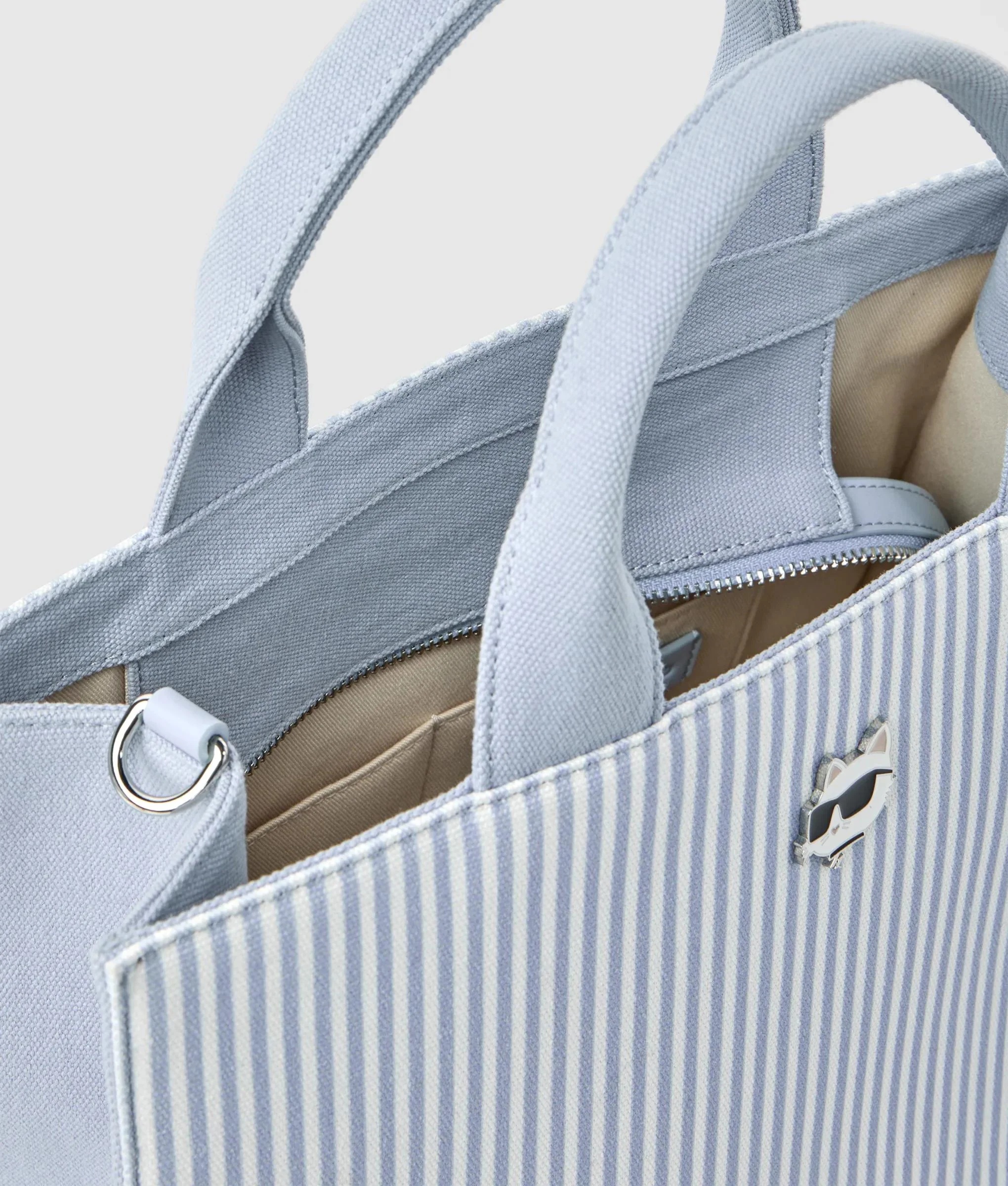 KARL LAGERFELD - Ikon Choupette Striped Square Tote Bag