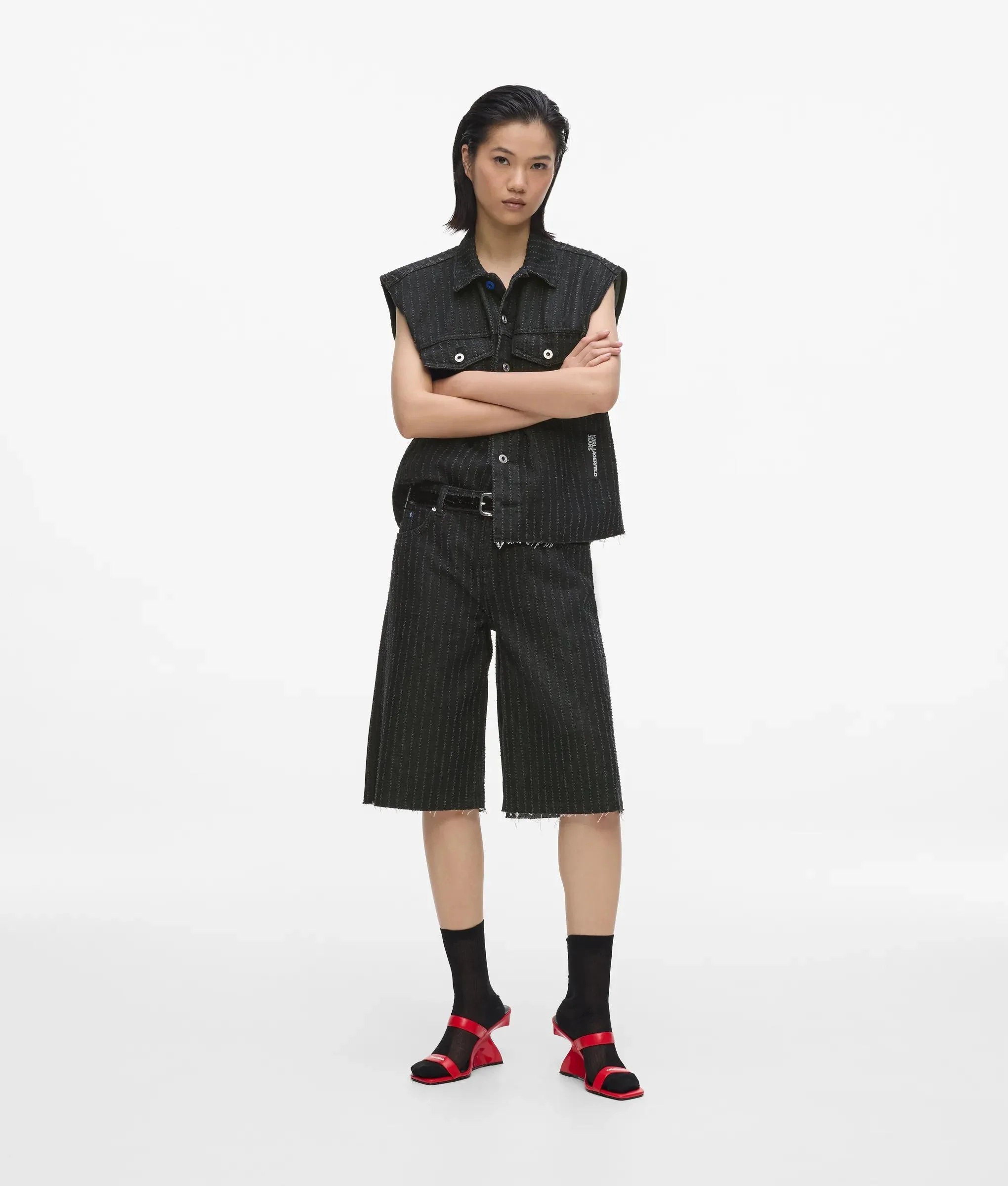 KARL LAGERFELD JEANS - Pinstripe Denim Bermuda