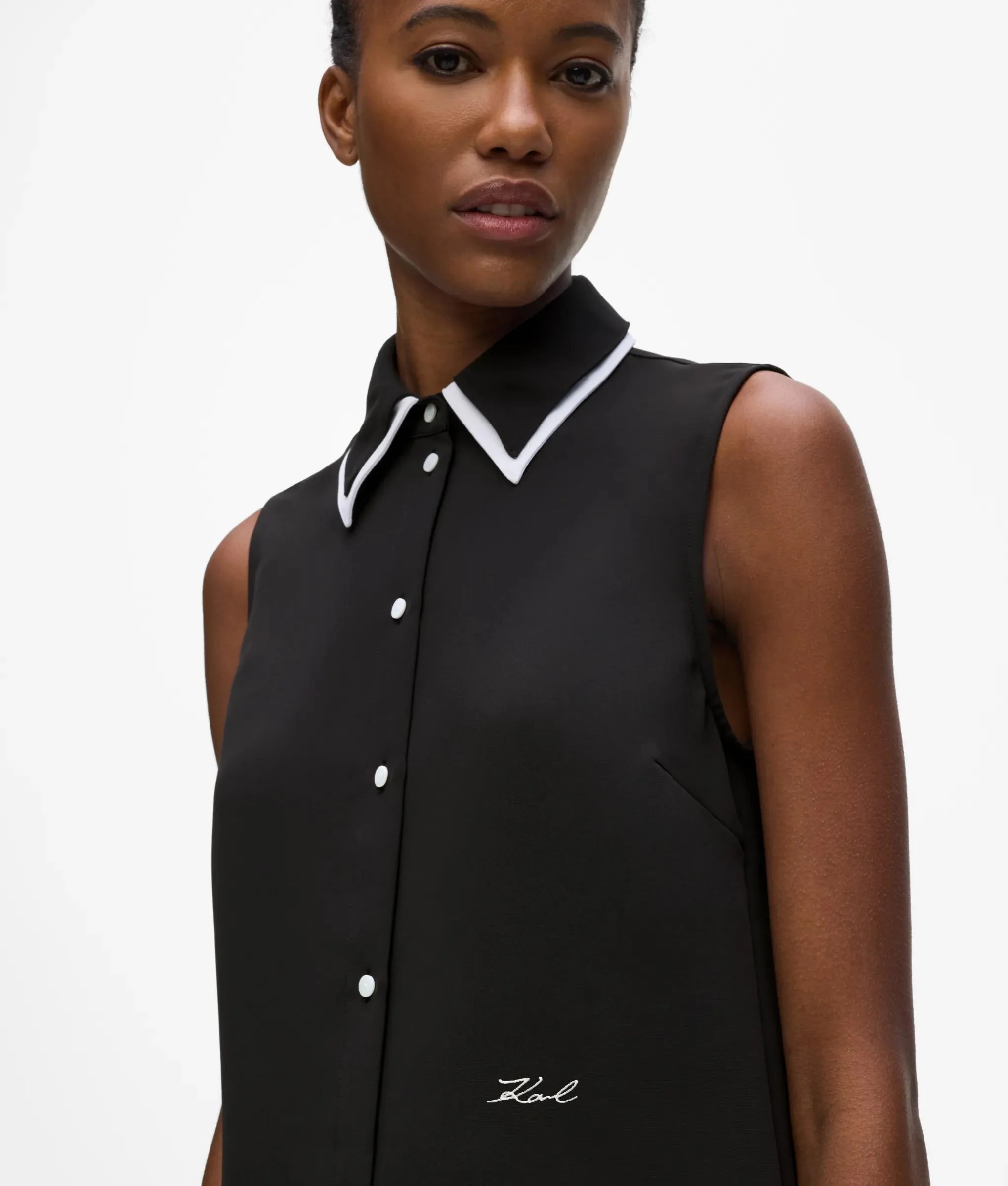 KARL LAGERFELD - Contrast Sleeveless Blouse