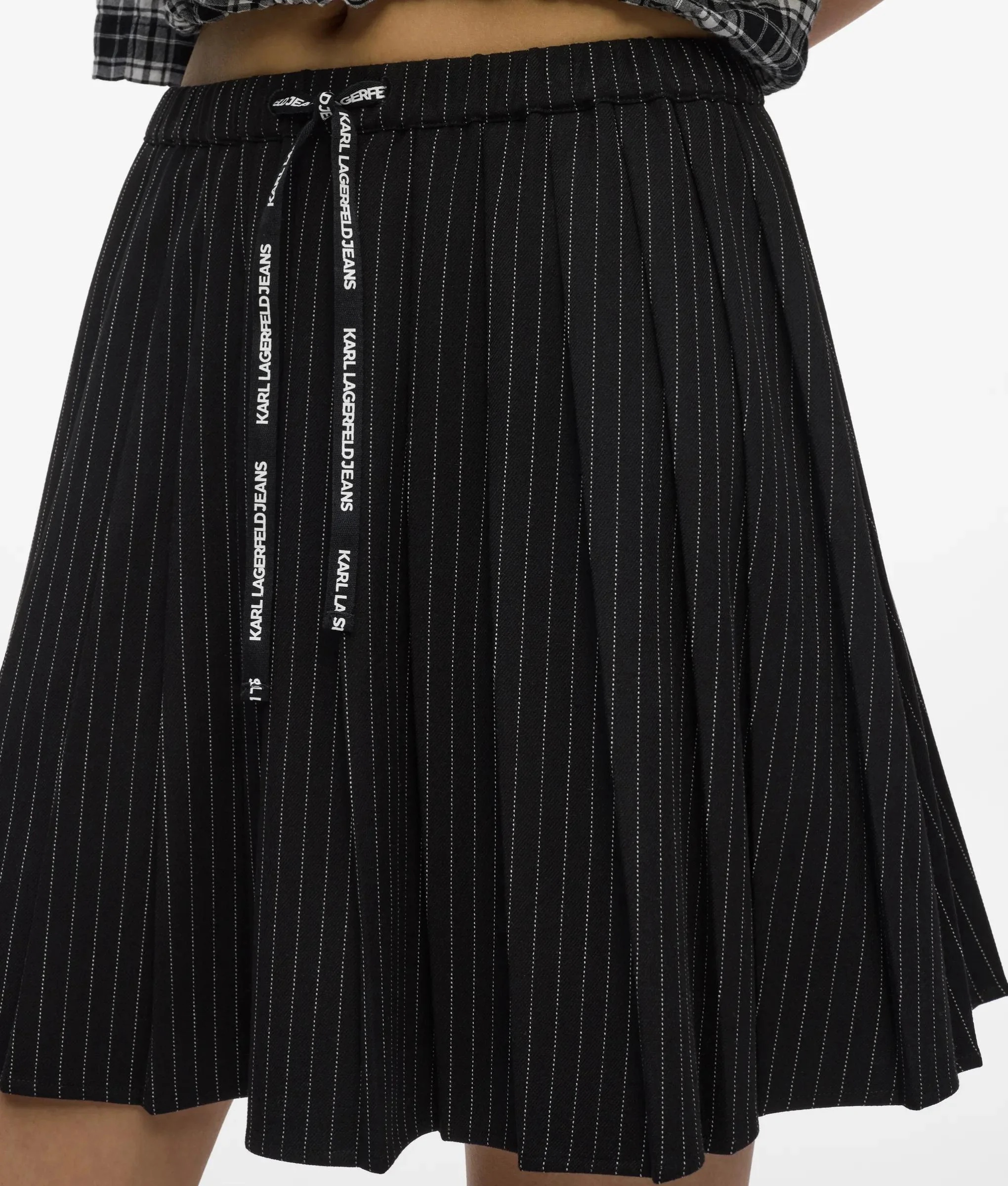 KARL LAGERFELD JEANS - Pinstripe Pleated Skirt