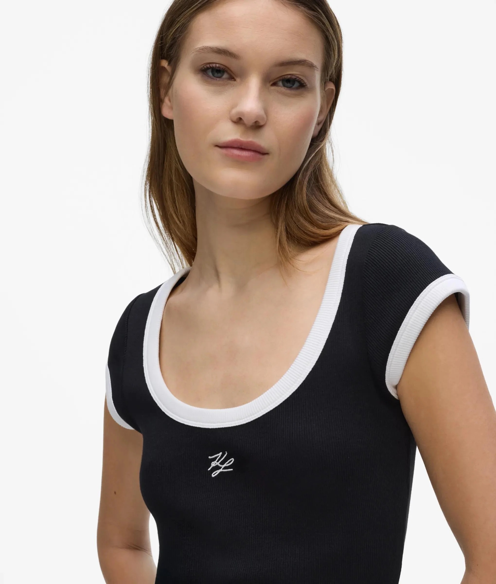 KARL LAGERFELD - Contrast Scoop T-shirt