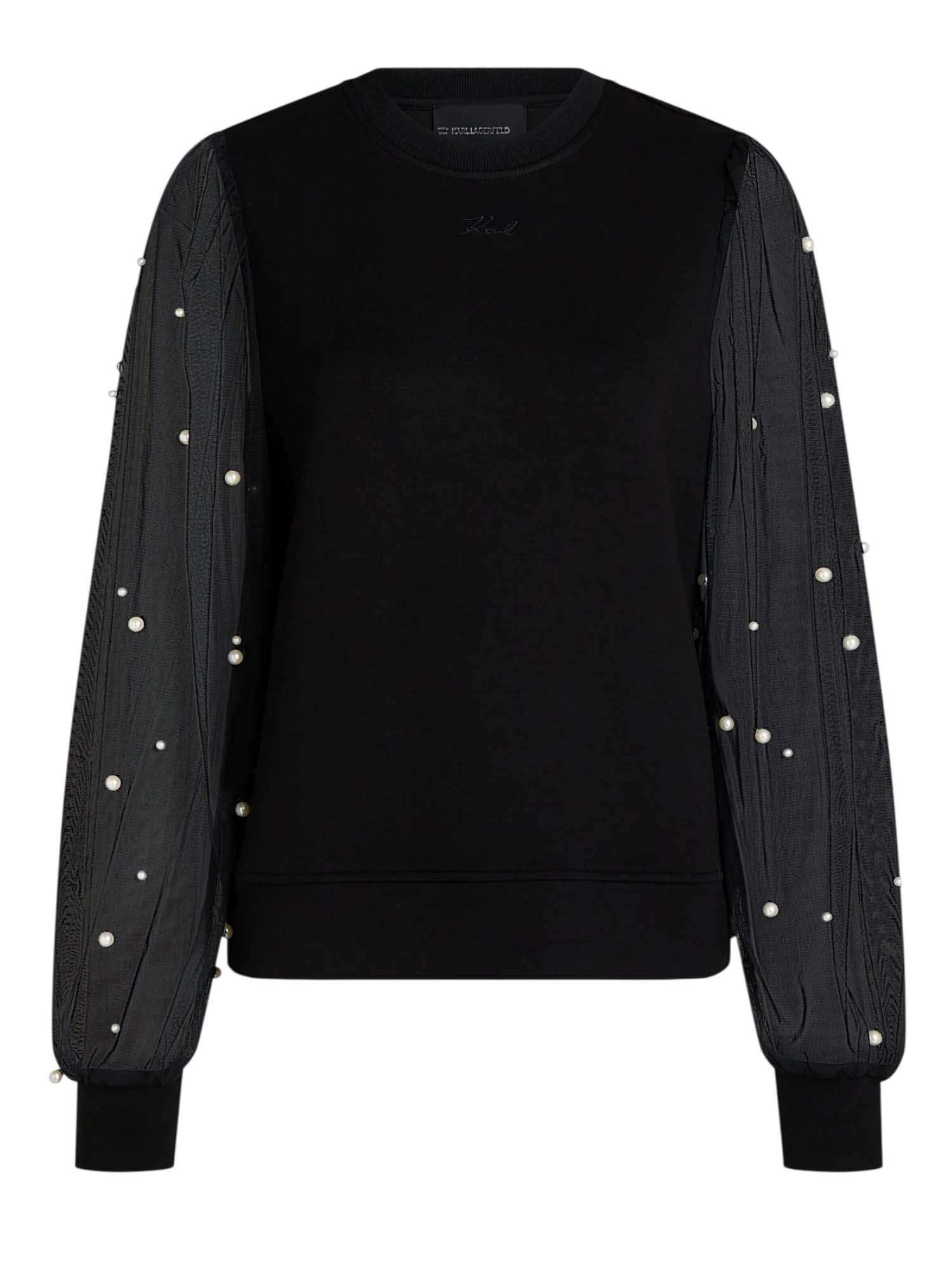 KARL LAGERFELD - Pearl Fabric Mix Sweatshirt