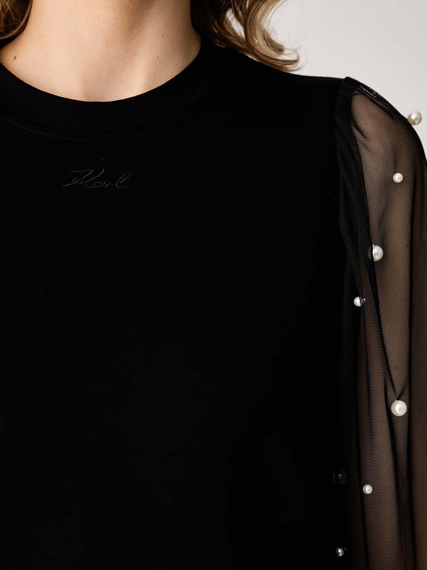 KARL LAGERFELD - Pearl Fabric Mix Sweatshirt