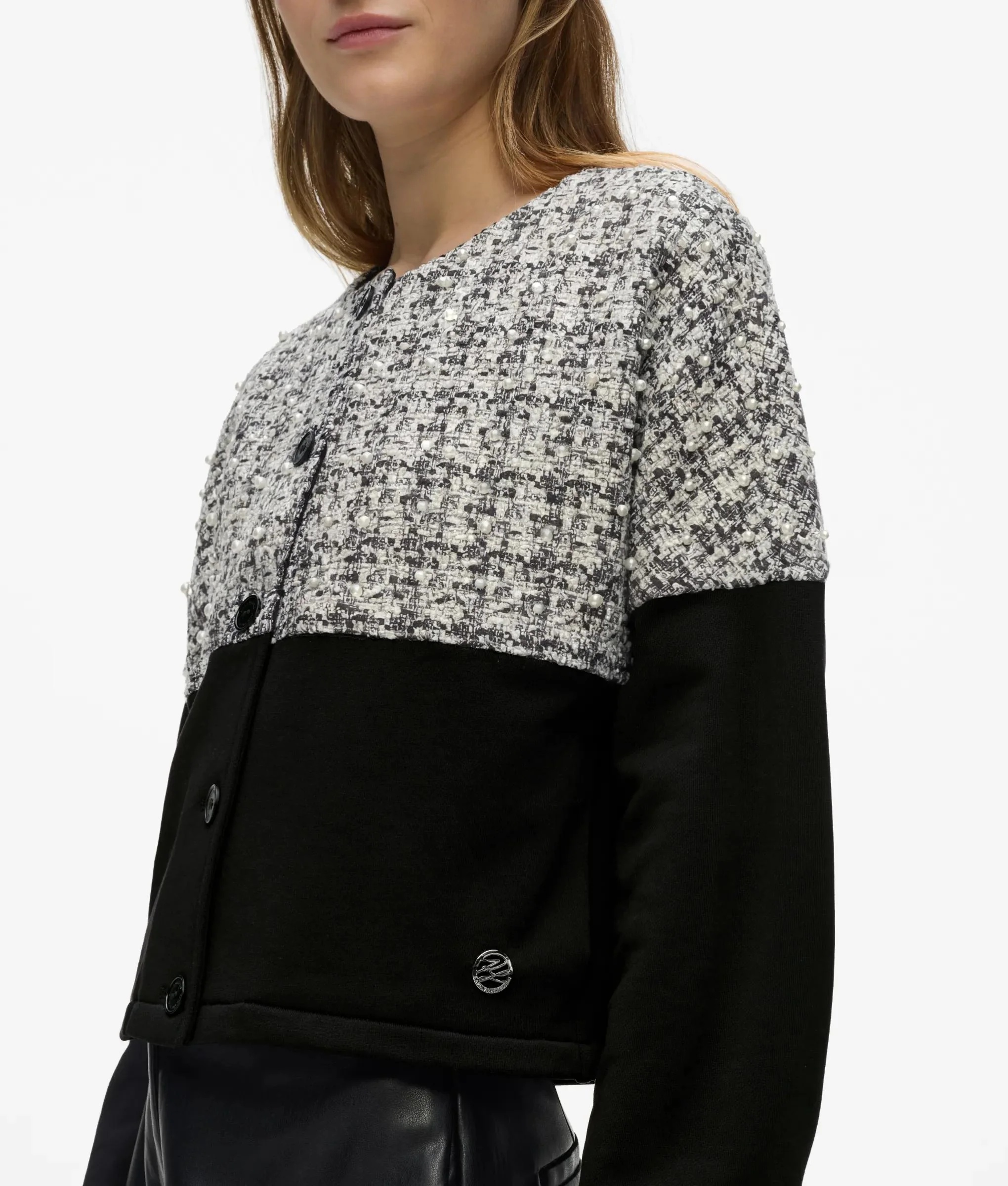 KARL LAGERFELD - Boucle Mix Jersey Cardigan
