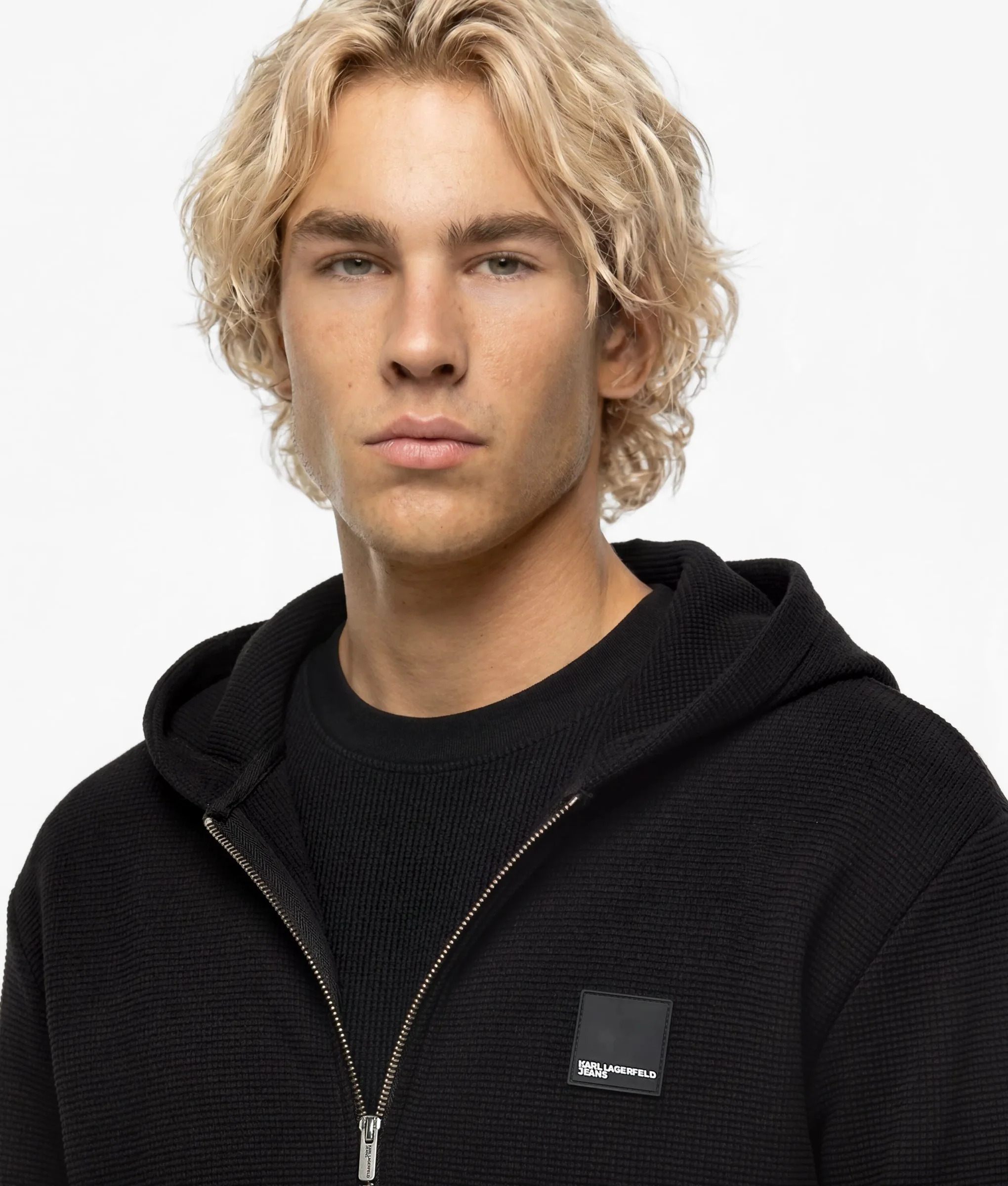 KARL LAGERFELD JEANS - Waffle Zip-Up Hoodie