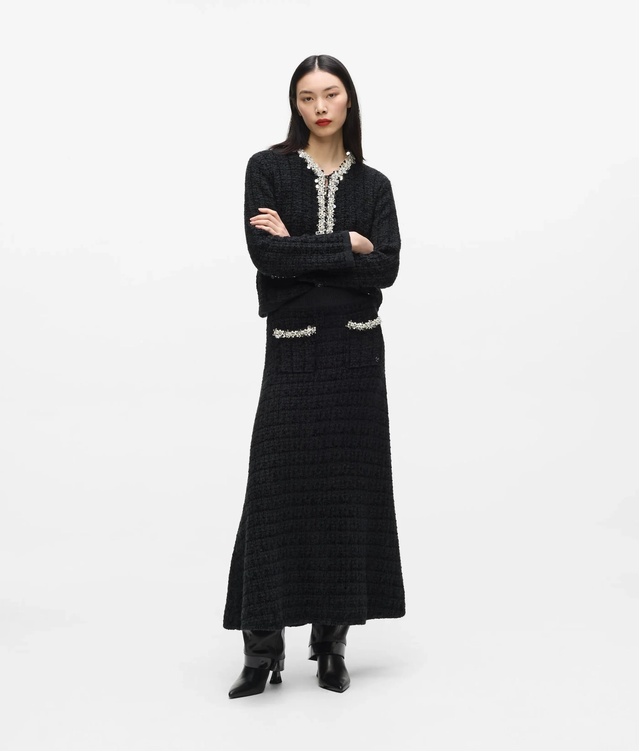 KARL LAGERFELD - Embellished Knit Cardigan