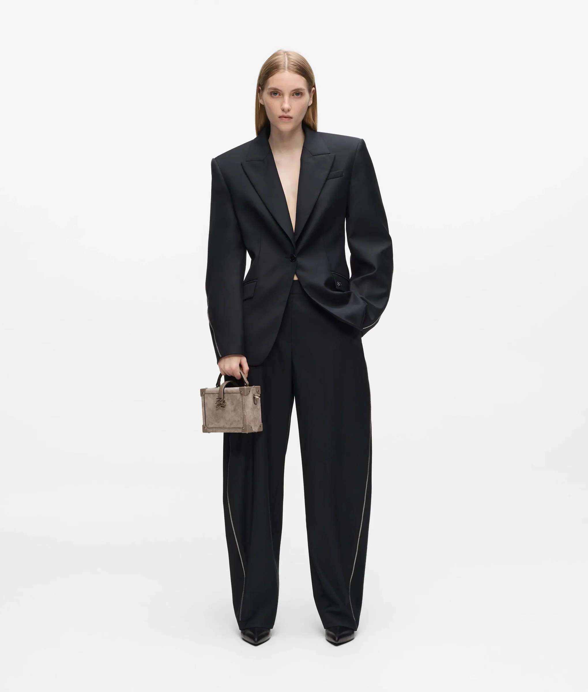 KARL LAGERFELD - K/Autograph Drop Small Suede Trunk Bag