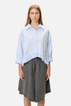 Striped Cropped Shirt With Ruffles