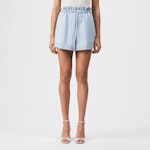 Relaxed Fit Paperbag Shorts In Denim Look