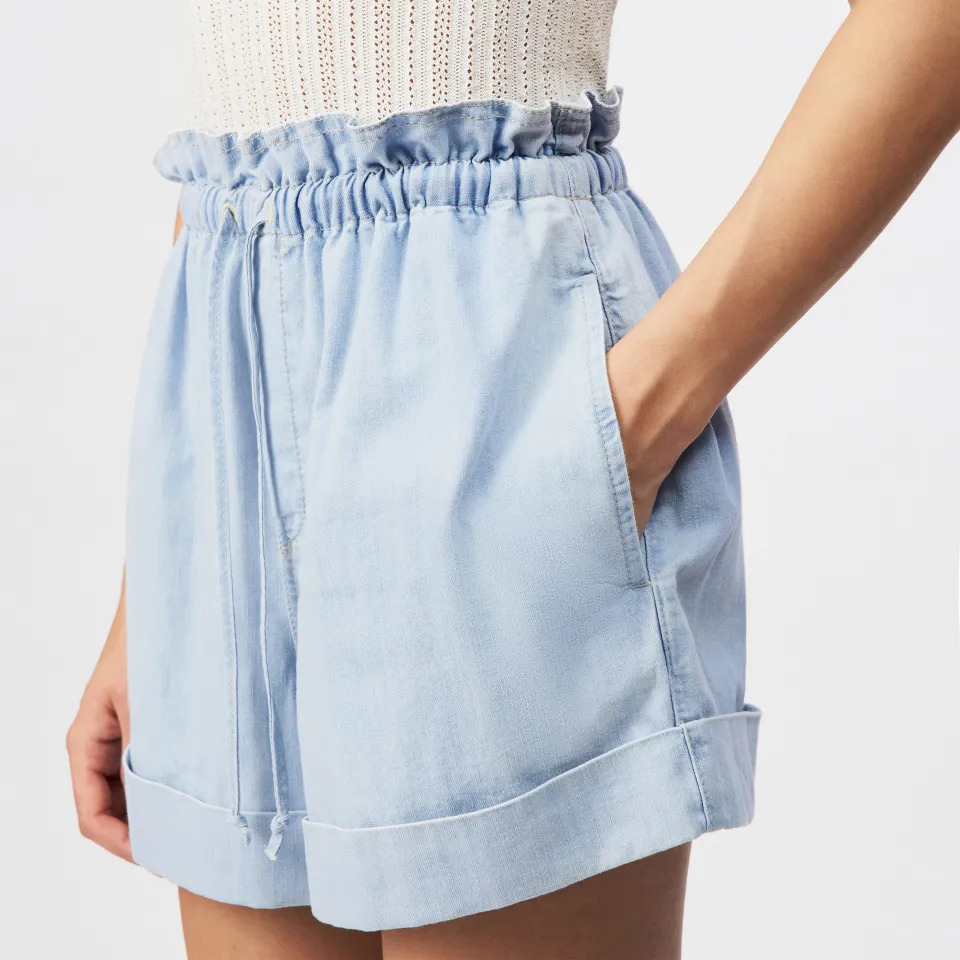 DRYKORN - Relaxed Fit Paperbag Shorts In Denim Look