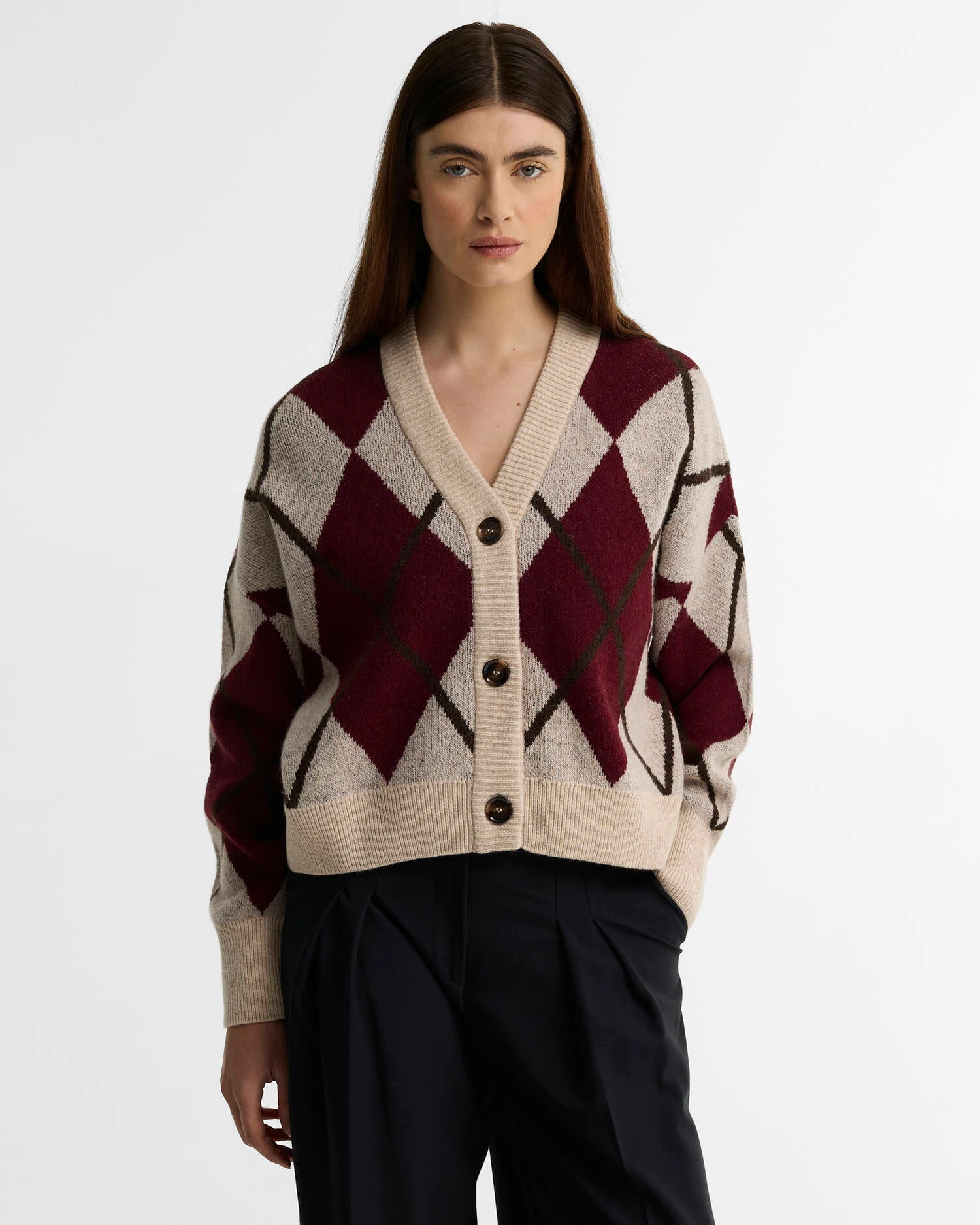 BARBOUR - Harleigh Argyle Wool-Blend Cardigan