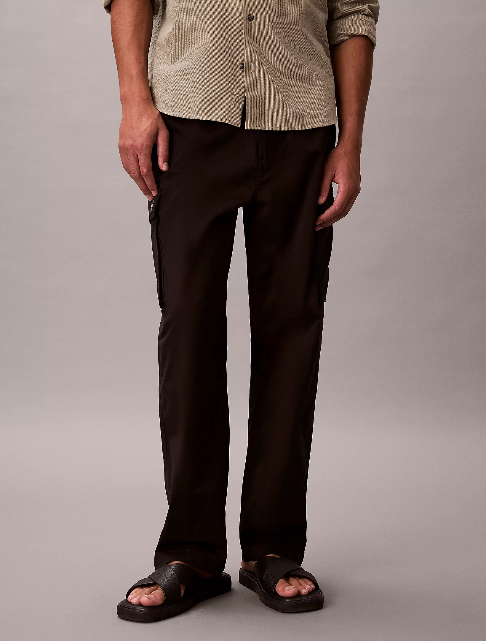 CALVIN KLEIN JEANS - Straight Cotton Twill Cargo Trousers