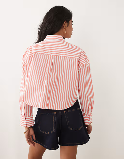 CALVIN KLEIN JEANS - Yarndye Cotton Poplin Cropped Shirt