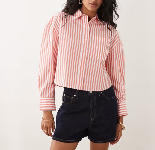 CALVIN KLEIN JEANS - Yarndye Cotton Poplin Cropped Shirt